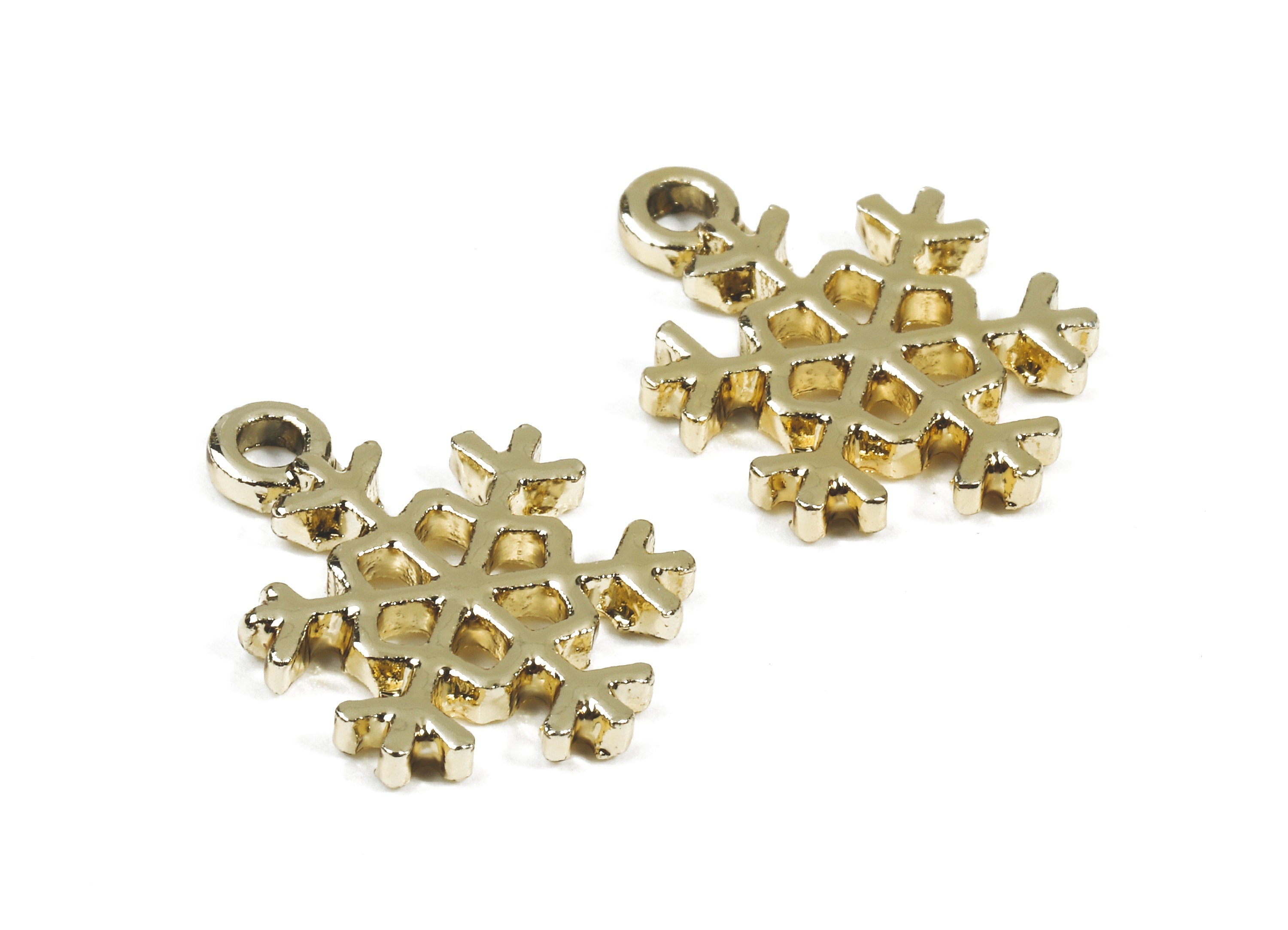 Alloy Snowflake Charms - Zinc Alloy Snowflake Earrings and Pendant - Gold Tone Plated - Earring Findings - 17.66x12.78x1.81mm - ZZ1508 - DOMEDBAZAAR