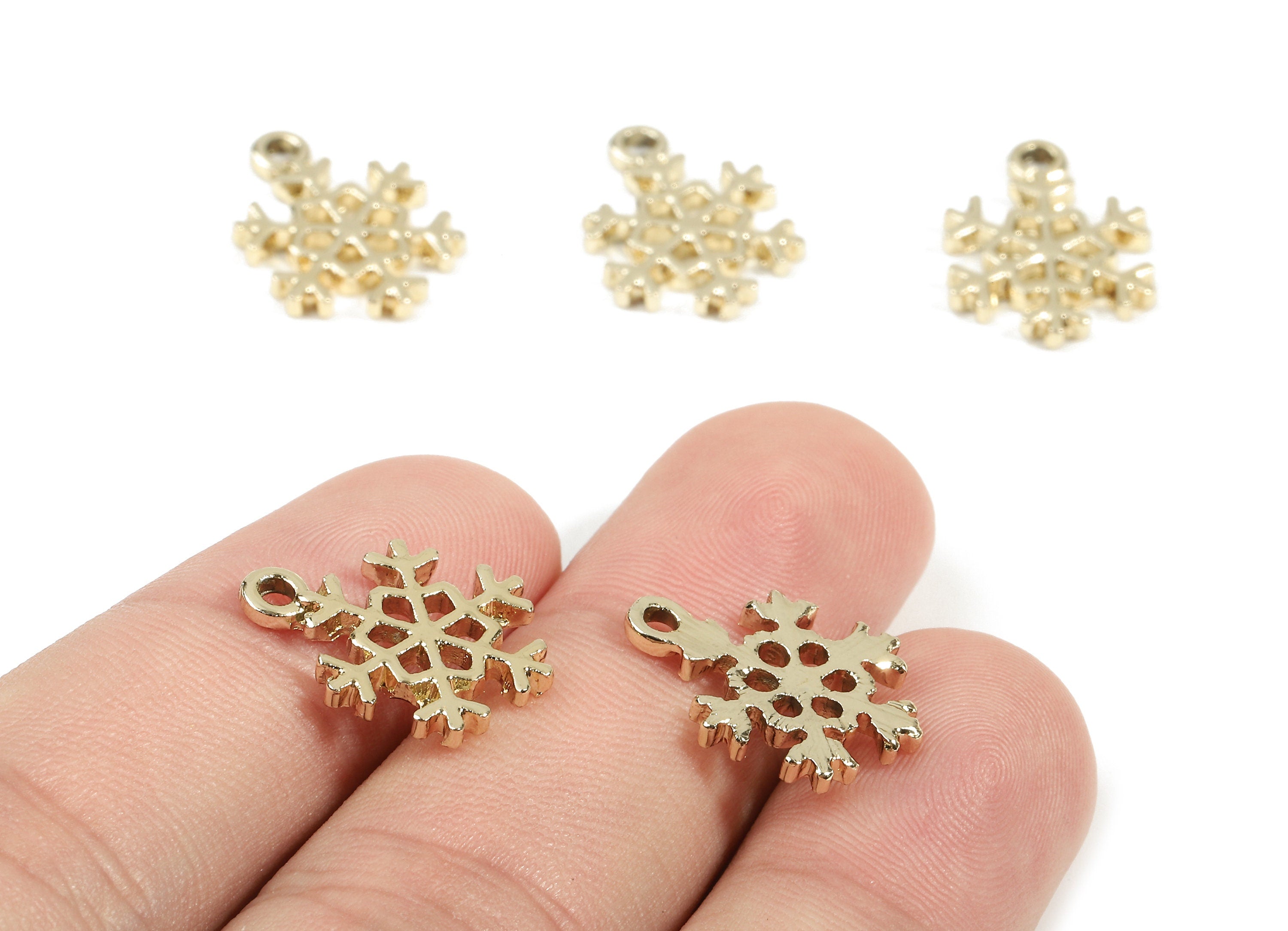 Alloy Snowflake Charms - Zinc Alloy Snowflake Earrings and Pendant - Gold Tone Plated - Earring Findings - 17.66x12.78x1.81mm - ZZ1508 - DOMEDBAZAAR
