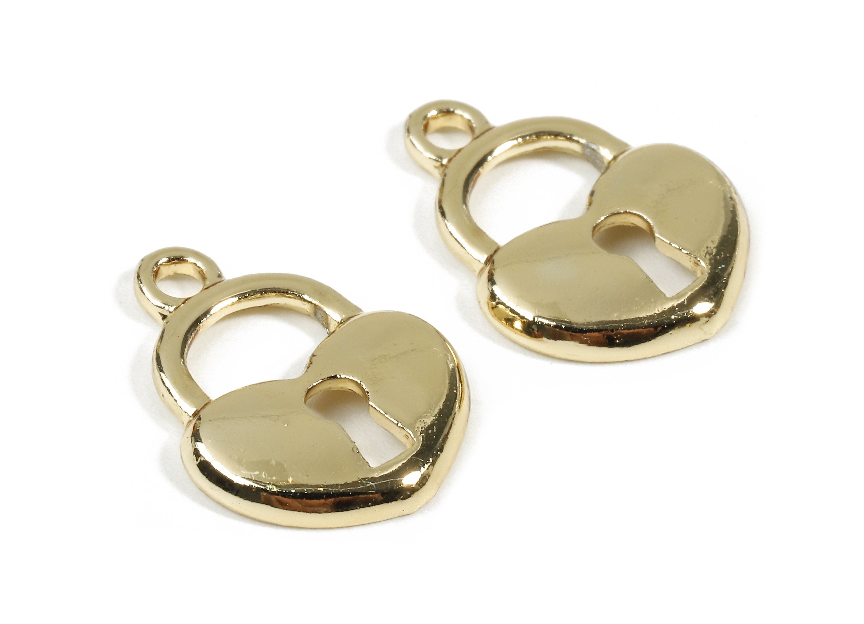 Alloy Heart Lock Charms - Zinc Alloy Heart Lock Earrings and Pendant - Gold Tone Plated - Earring Findings - 17.13x13.17x2.17mm - ZZ1536 - DOMEDBAZAAR