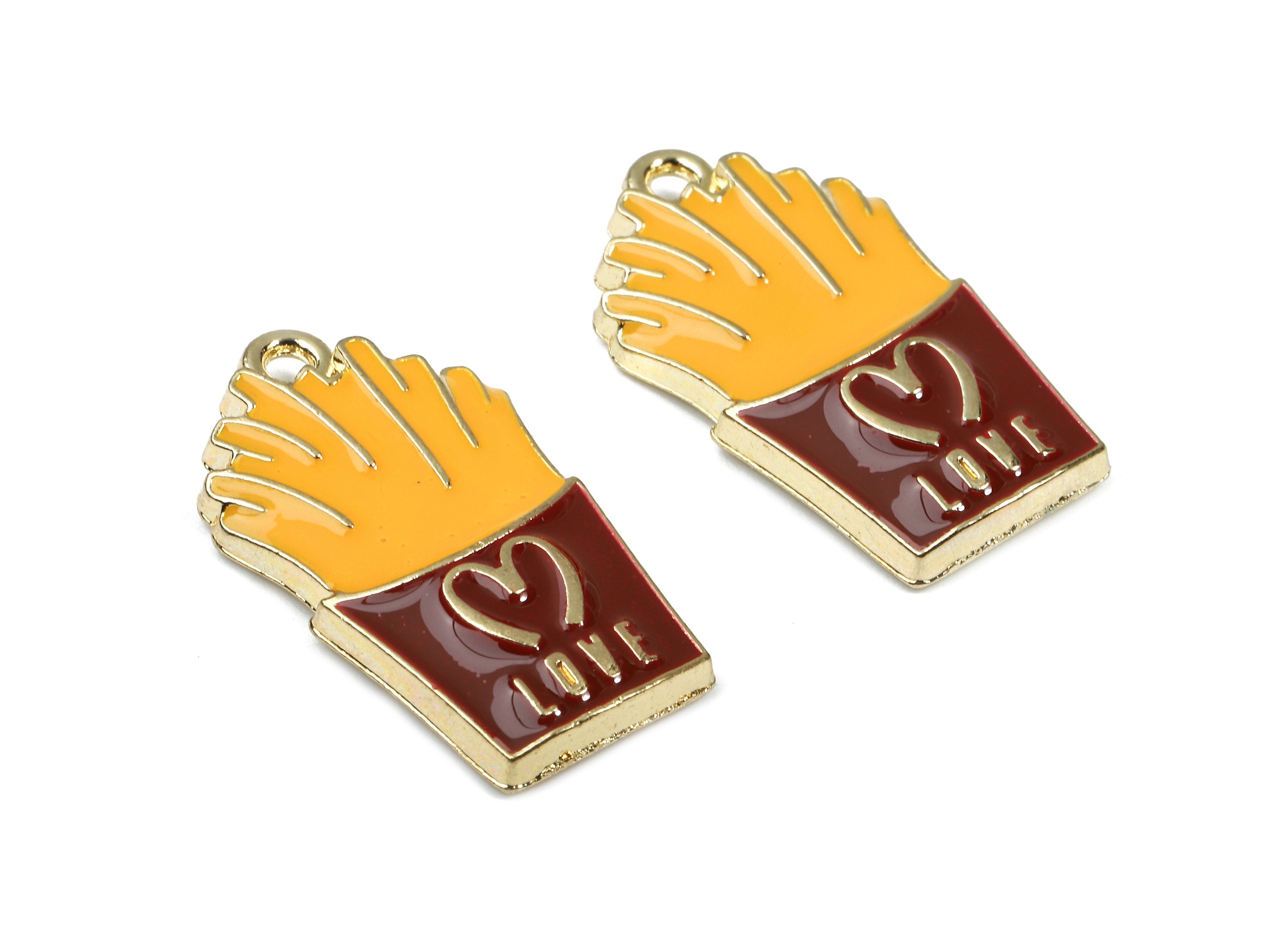 Alloy French Charms - Zinc Alloy French Earrings - French Bracelet Pendant - Enamel Pendant - Gold Tone Plated - 23.05x13.45x2.81mm - ZZ1450 - DOMEDBAZAAR