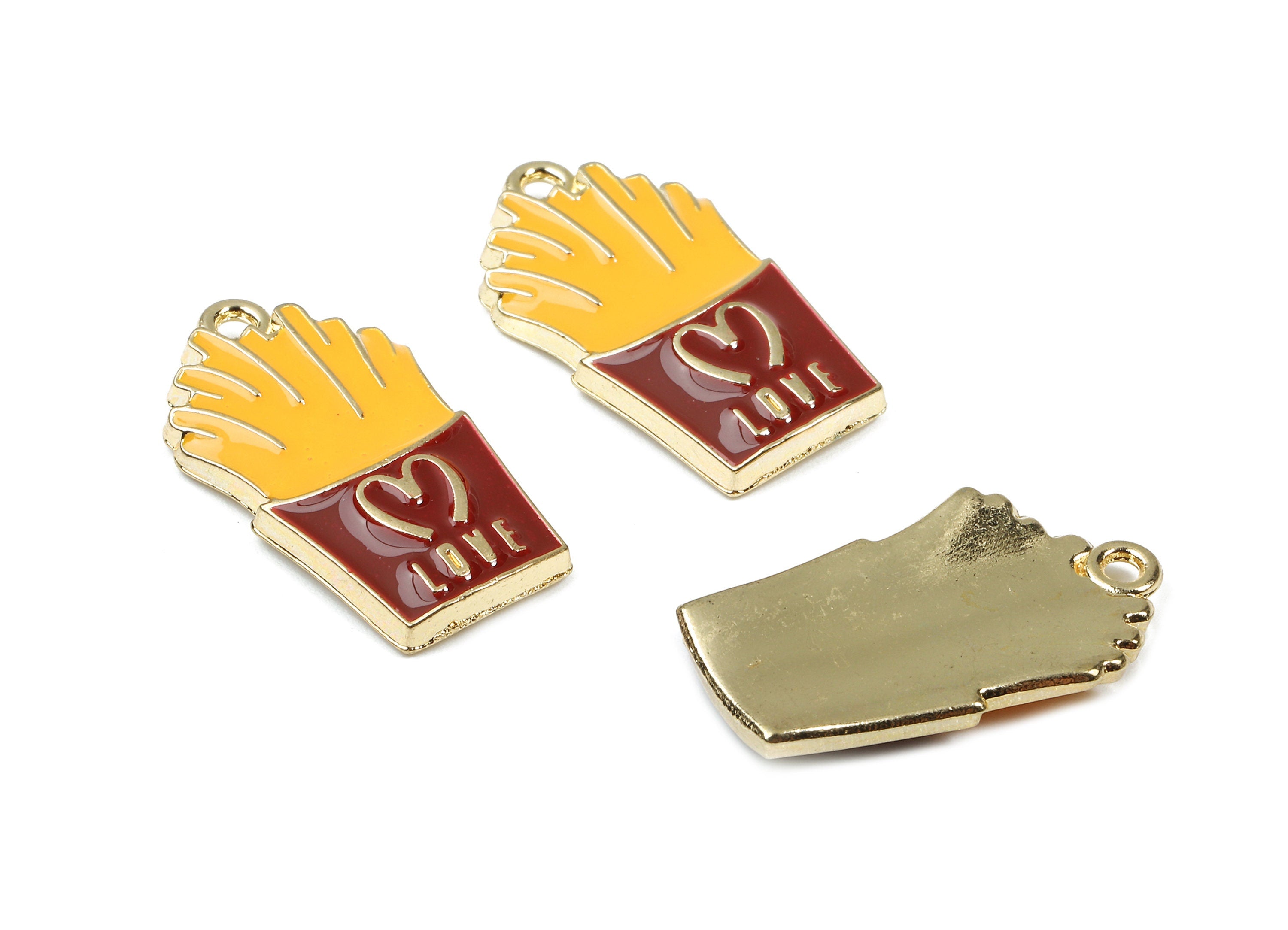 Alloy French Charms - Zinc Alloy French Earrings - French Bracelet Pendant - Enamel Pendant - Gold Tone Plated - 23.05x13.45x2.81mm - ZZ1450 - DOMEDBAZAAR