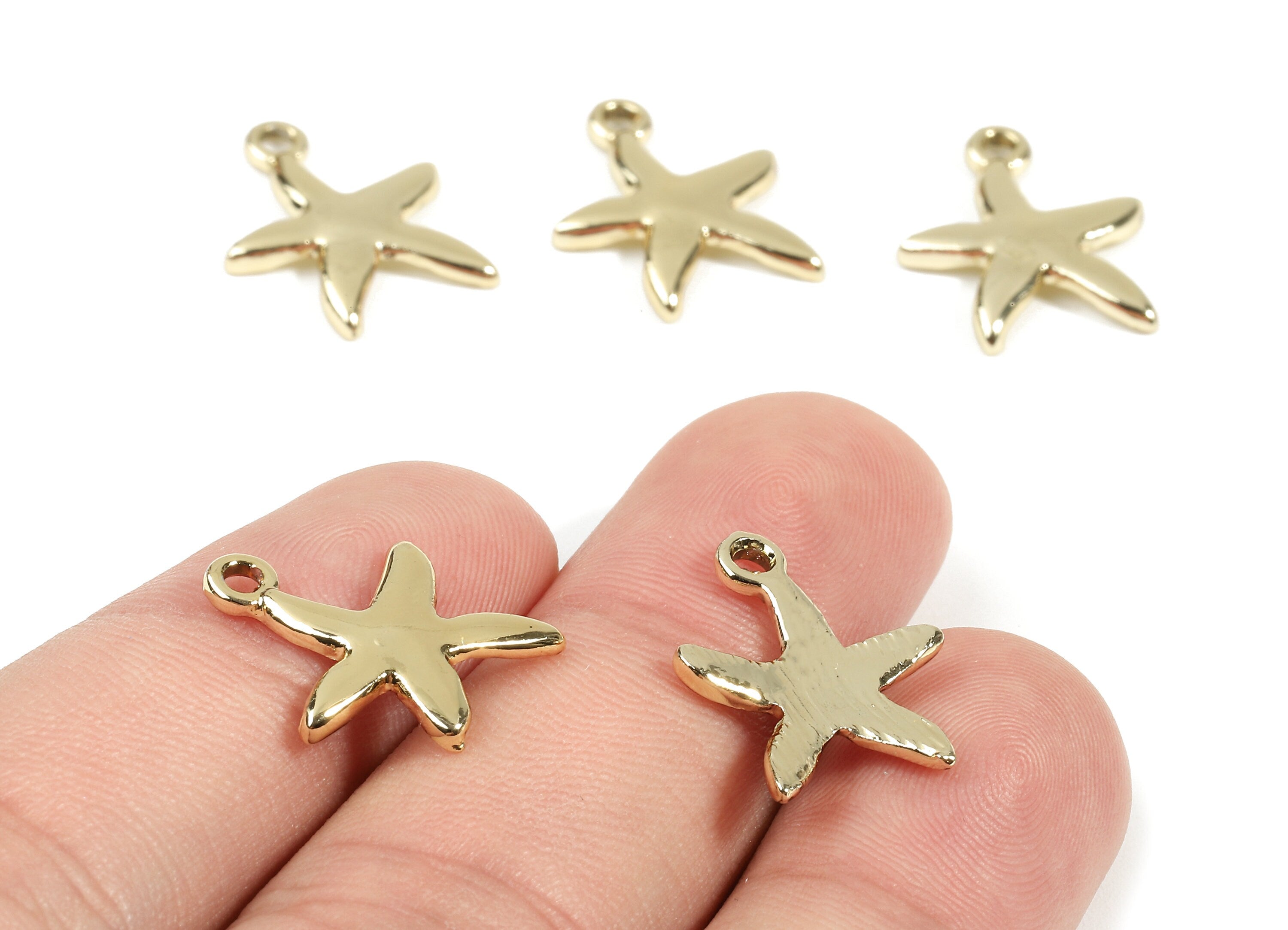 Alloy Starfish Clef Charms - Zinc Alloy Starfish Clef Earrings and Pendant - Gold Tone Plated - 17.75x14.37x1.78mm - ZZ1500 - DOMEDBAZAAR