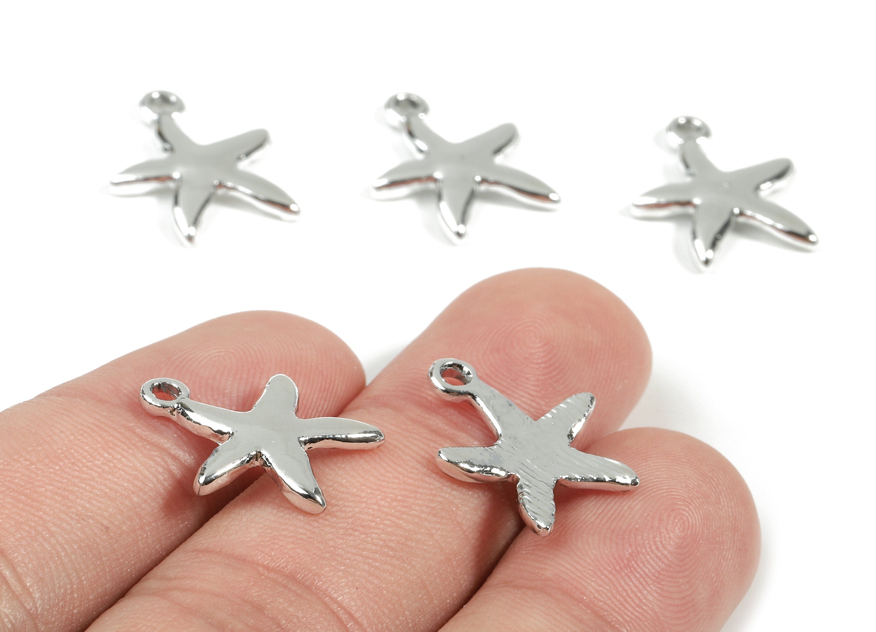 Alloy Starfish Clef Charms - Zinc Alloy Starfish Clef Earrings and Pendant - Silver Tone Plated - 17.75x14.37x1.78mm - ZZ1501 - DOMEDBAZAAR