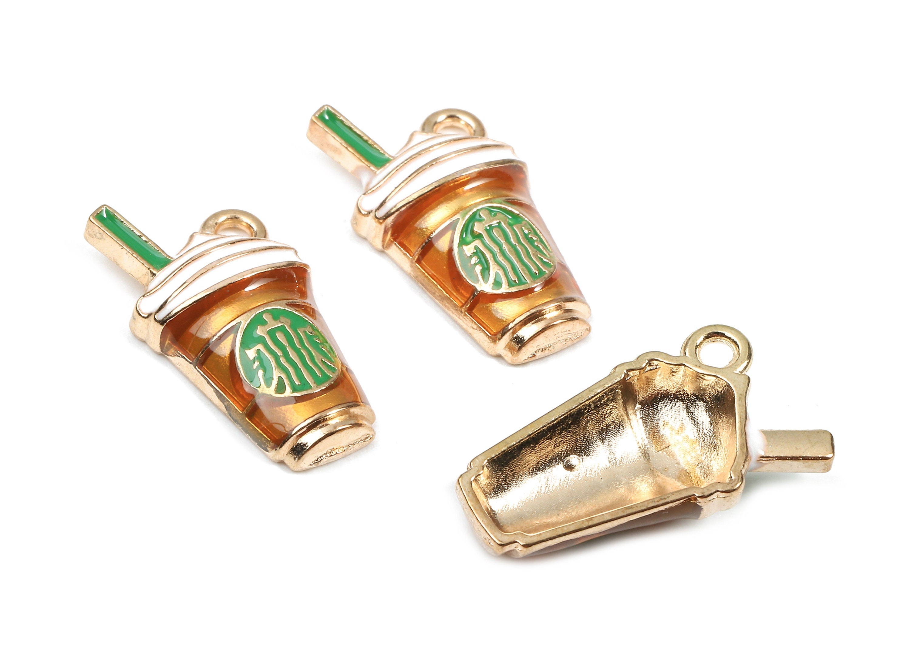 Alloy Coffee Charms - Zinc Alloy Coffee Earrings - Coffee Bracelet Pendant - Enamel Pendant - Gold Tone Plated - 19.66x10.16x4.32mm - ZZ1467 - DOMEDBAZAAR