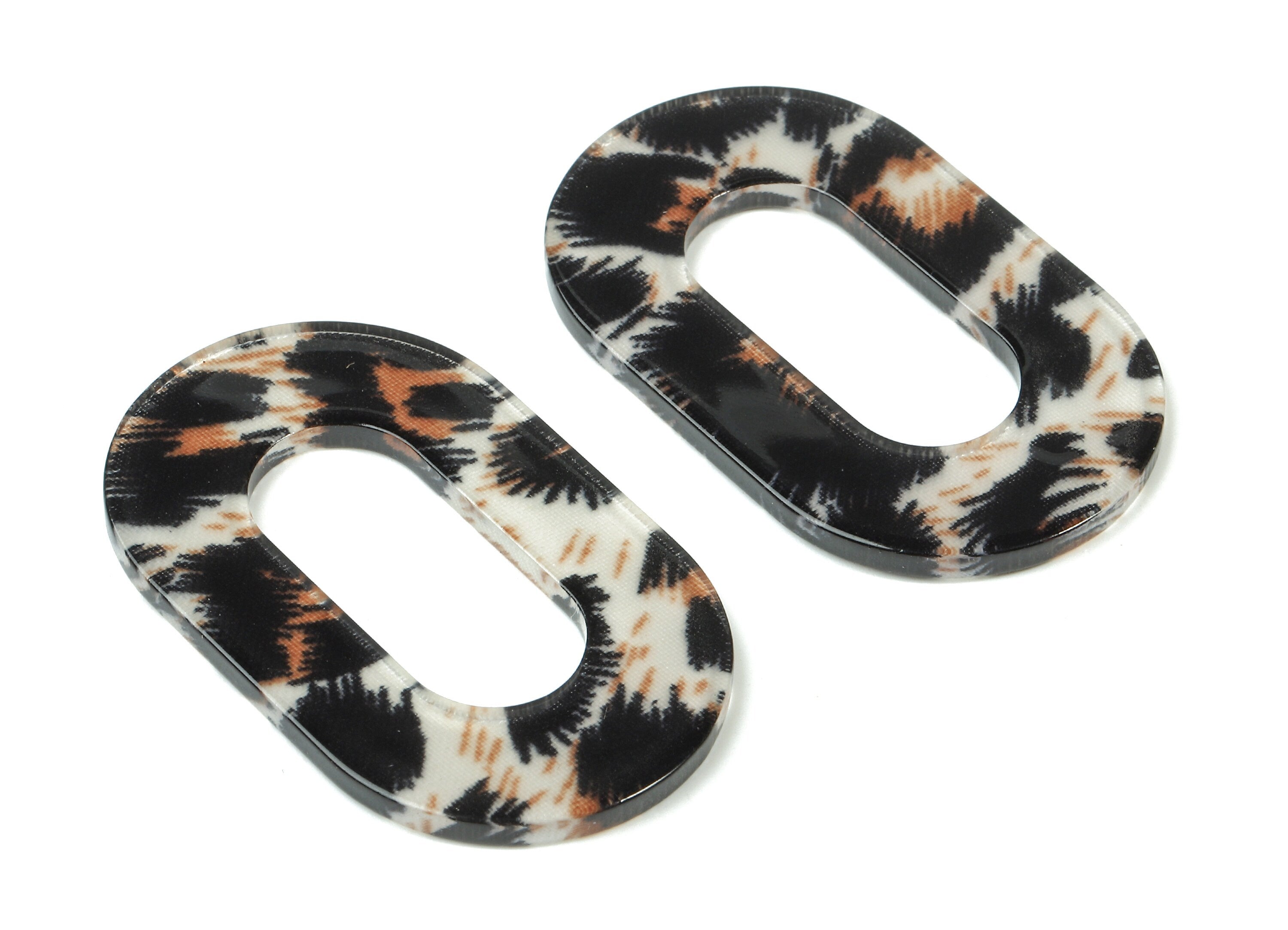 Acetate Oval Charms - Acetate Oval Connectors and Pendant - No Hole - Earring Findings - Color Code: A266 - 46.89x29.3x2.63mm - AC1149-A266 - DOMEDBAZAAR