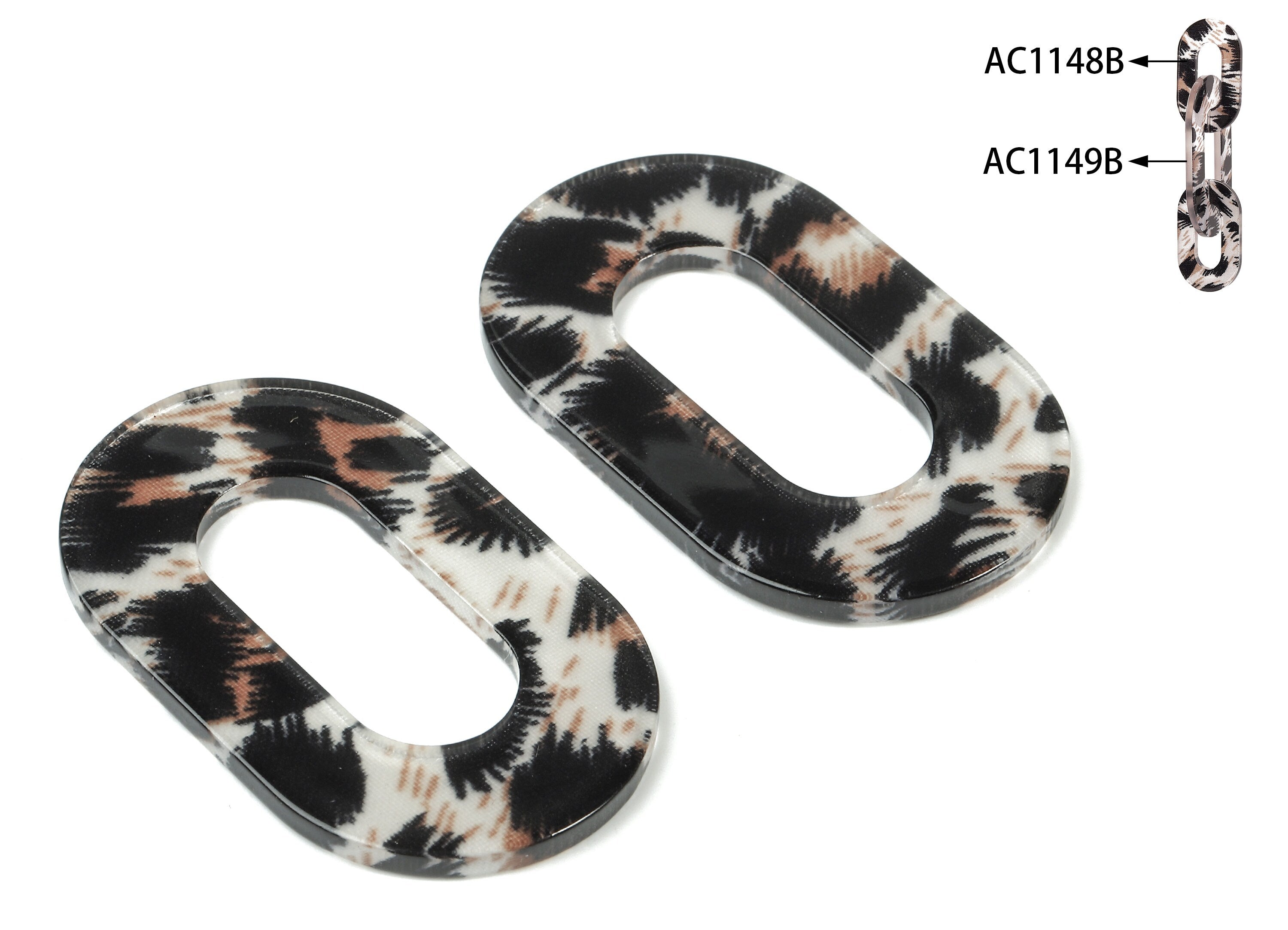 Acetate Oval Charms - Acetate Oval Connectors and Pendant - No Hole - Earring Findings - Color Code: A266 - 46.89x29.3x2.63mm - AC1149-A266 - DOMEDBAZAAR