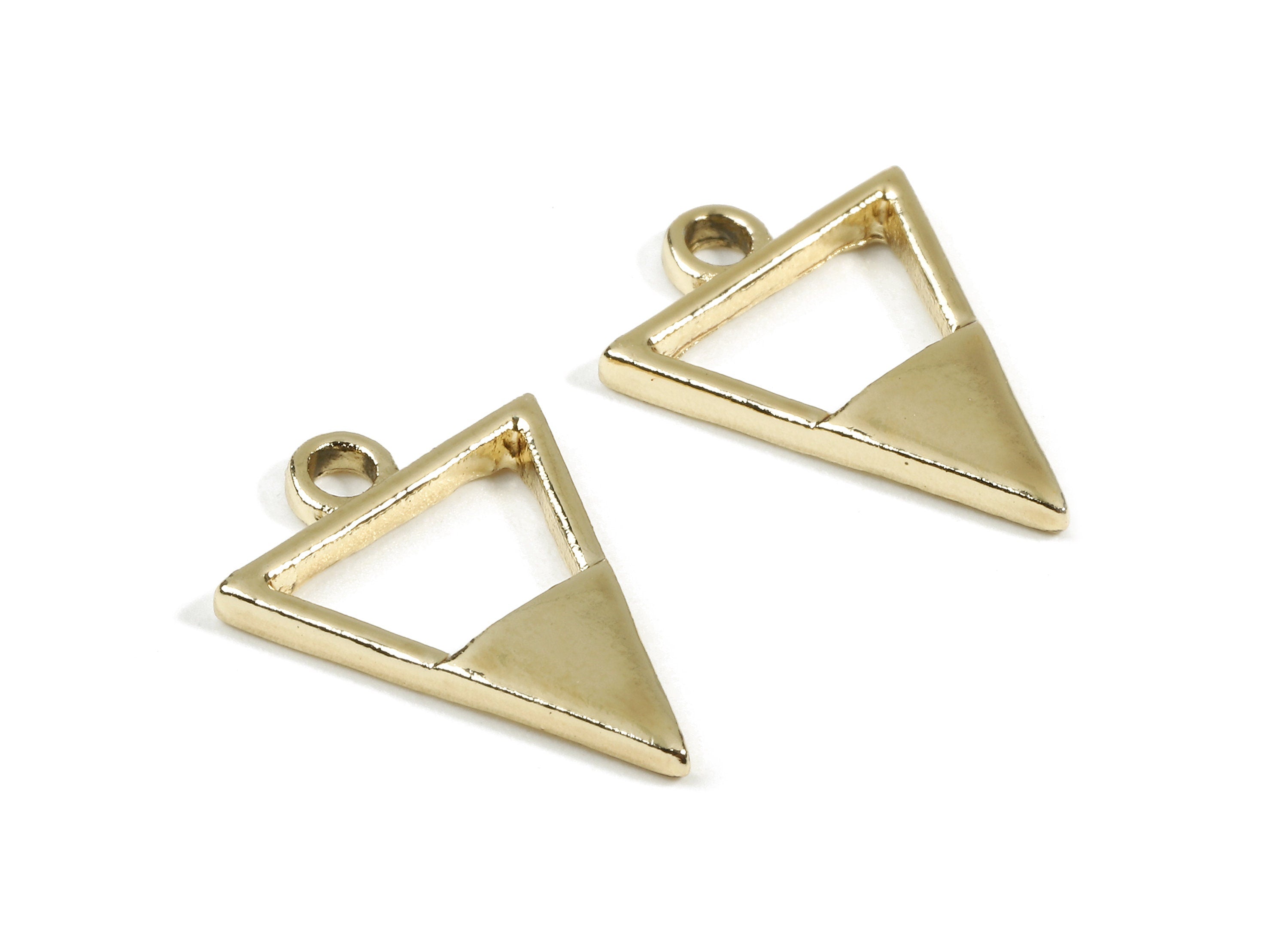 Alloy Triangle Charms - Zinc Alloy Triangle Earrings and Pendant - Gold Tone Plated - Earring Findings - 18.4x13.96x1.88mm - ZZ1522 - DOMEDBAZAAR