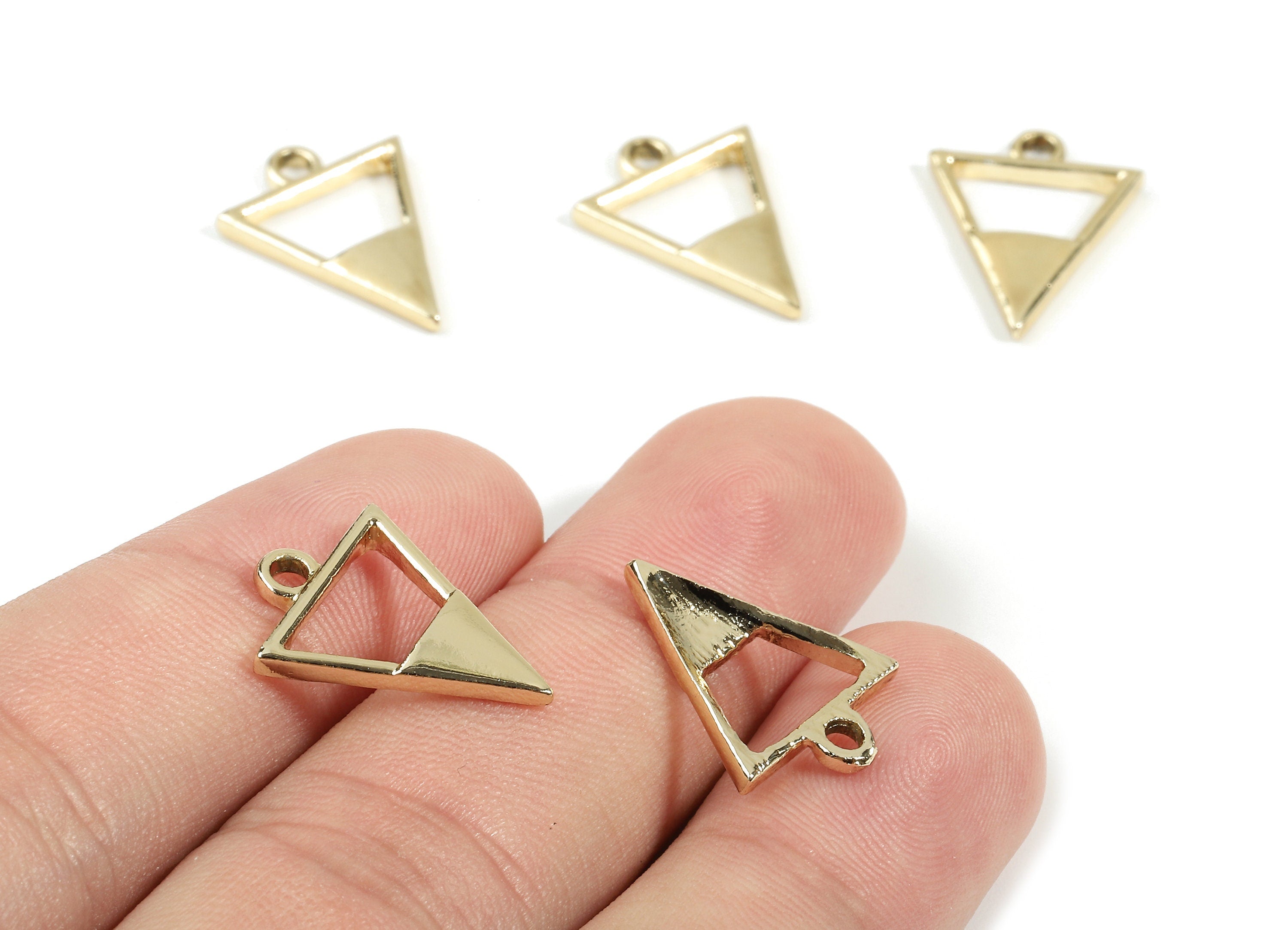 Alloy Triangle Charms - Zinc Alloy Triangle Earrings and Pendant - Gold Tone Plated - Earring Findings - 18.4x13.96x1.88mm - ZZ1522 - DOMEDBAZAAR