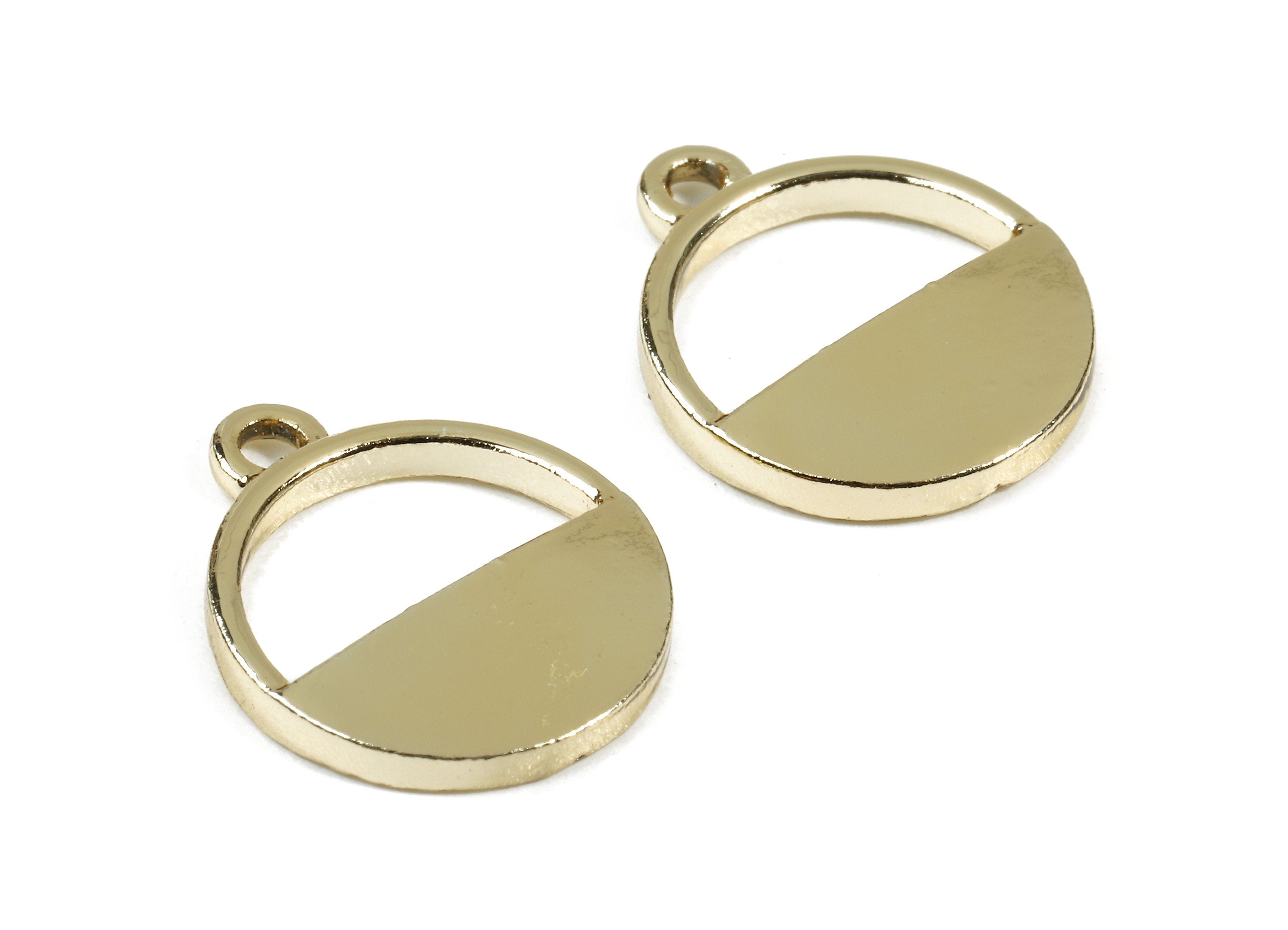 Alloy Round Charms - Zinc Alloy Round Earrings and Pendant - Gold Tone Plated - Earring Findings - 17.52x14.45x1.96mm - ZZ1506 - DOMEDBAZAAR