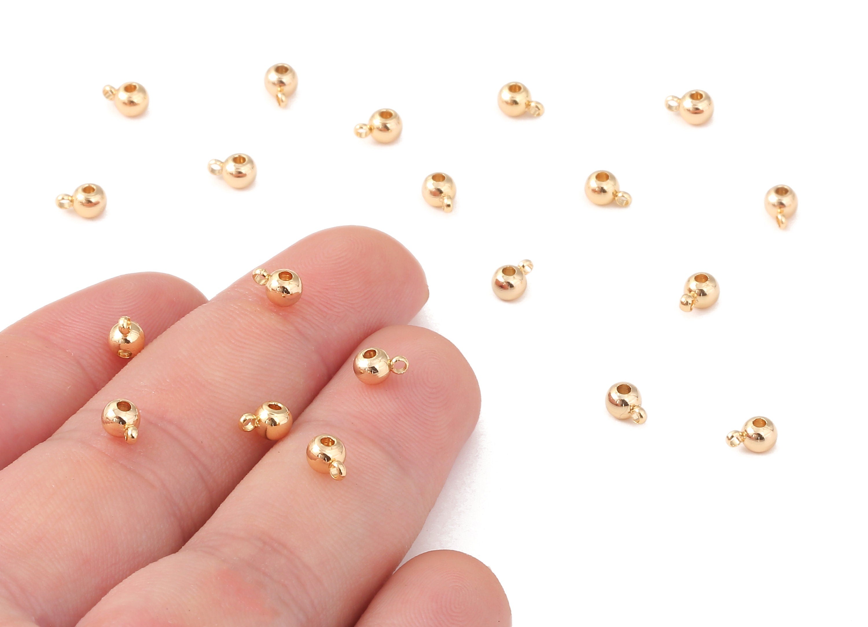 Brass Ball Charms - Brass Ball Pendant - 18K Real Gold Plated Brass - Earring Findings - Jewelry Supplies - 5.84 x3.53mm - RGP1162 - DOMEDBAZAAR