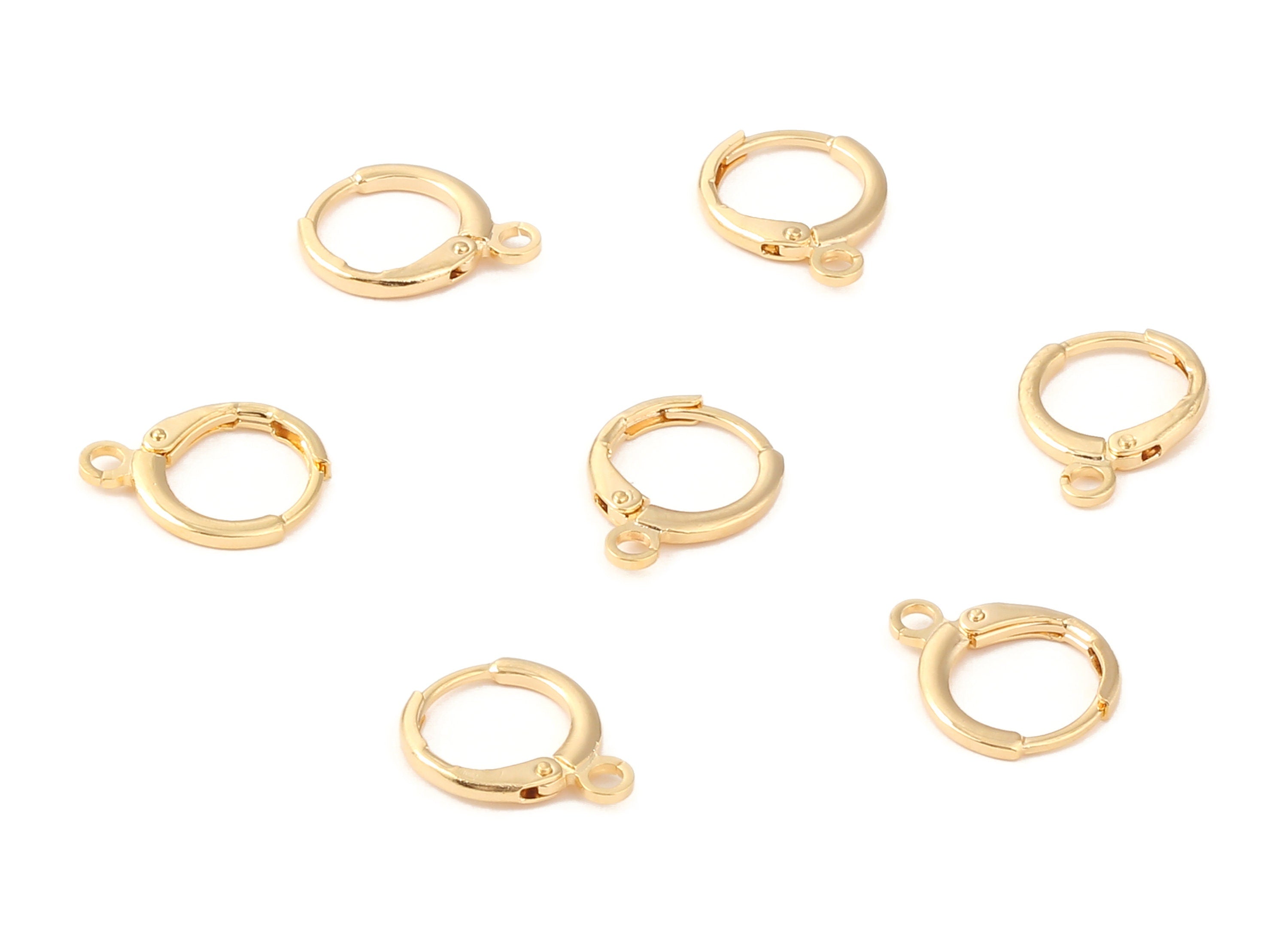 Brass Leverback Earring Clasp - Brass Round Earring Post - 18K Real Gold Plated Brass - Jewelry Supplies - 14.88x11.56x1.38mm - RGP1148 - DOMEDBAZAAR