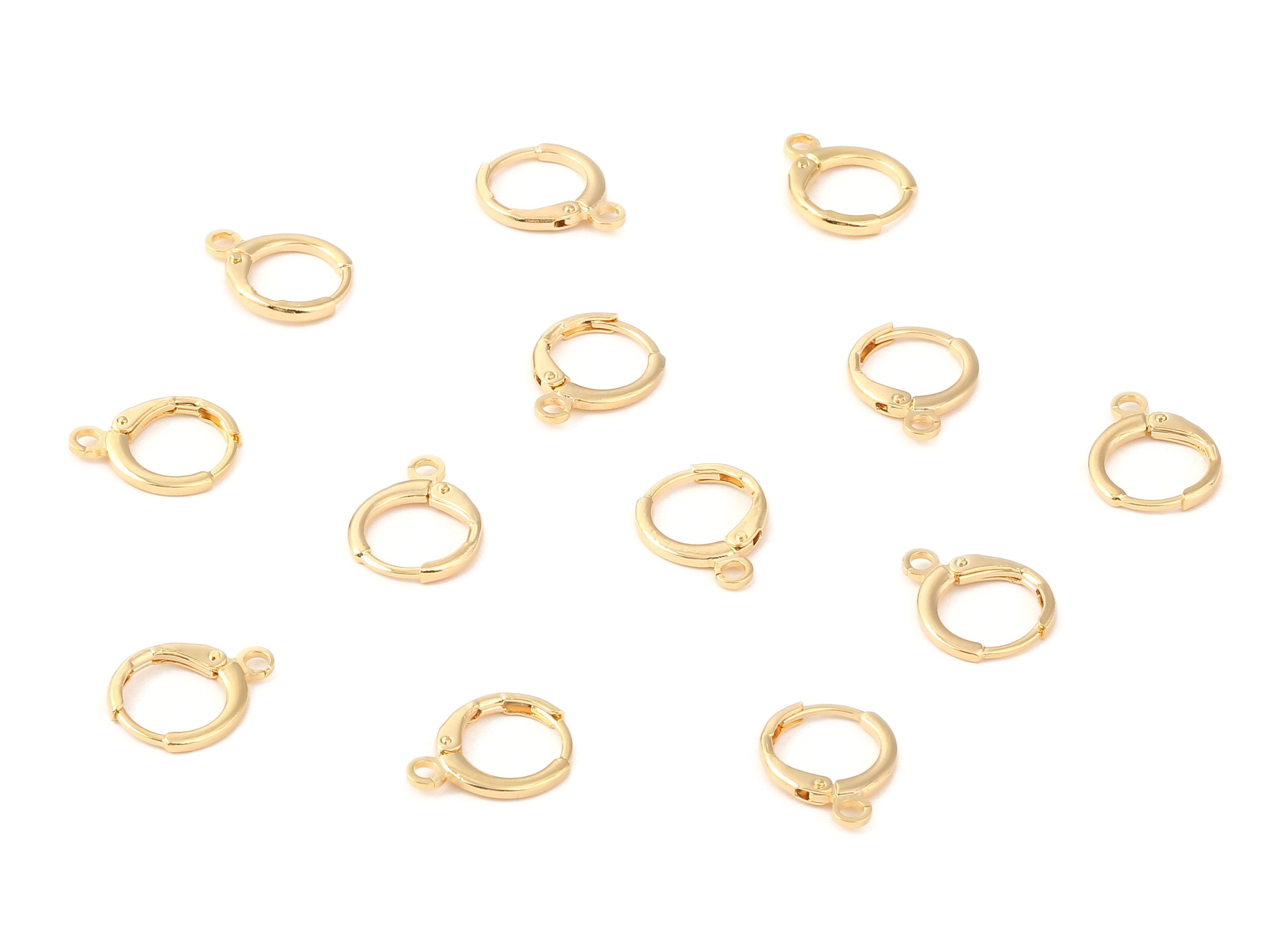 Brass Leverback Earring Clasp - Brass Round Earring Post - 18K Real Gold Plated Brass - Jewelry Supplies - 14.88x11.56x1.38mm - RGP1148 - DOMEDBAZAAR