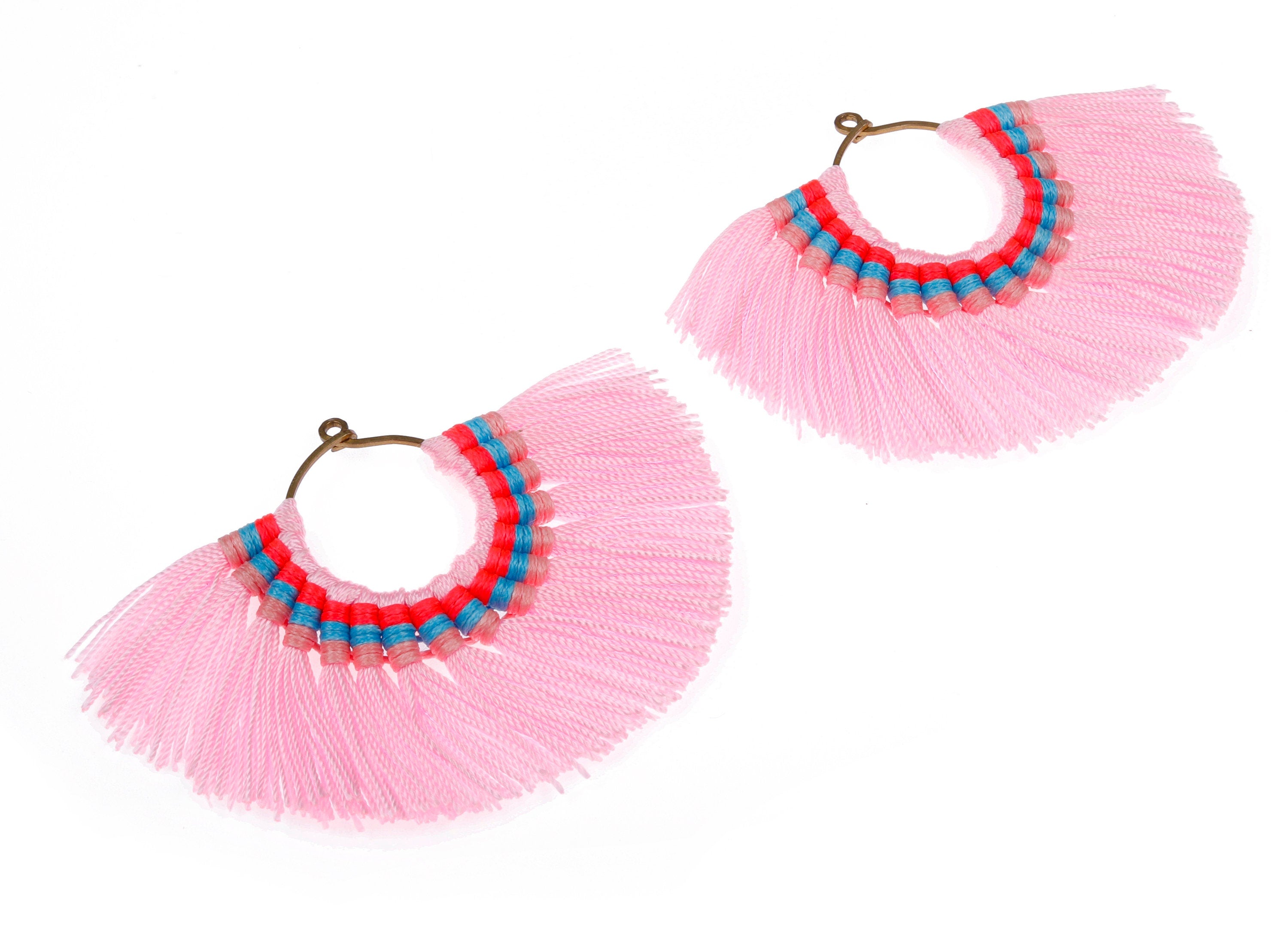 Fan Tassel Earring Charms with Ring - Tassel earring pendant - Fan Ring Earrings - Earring Accessories - 84.57x60.13x5.51mm - TS1103 - DOMEDBAZAAR