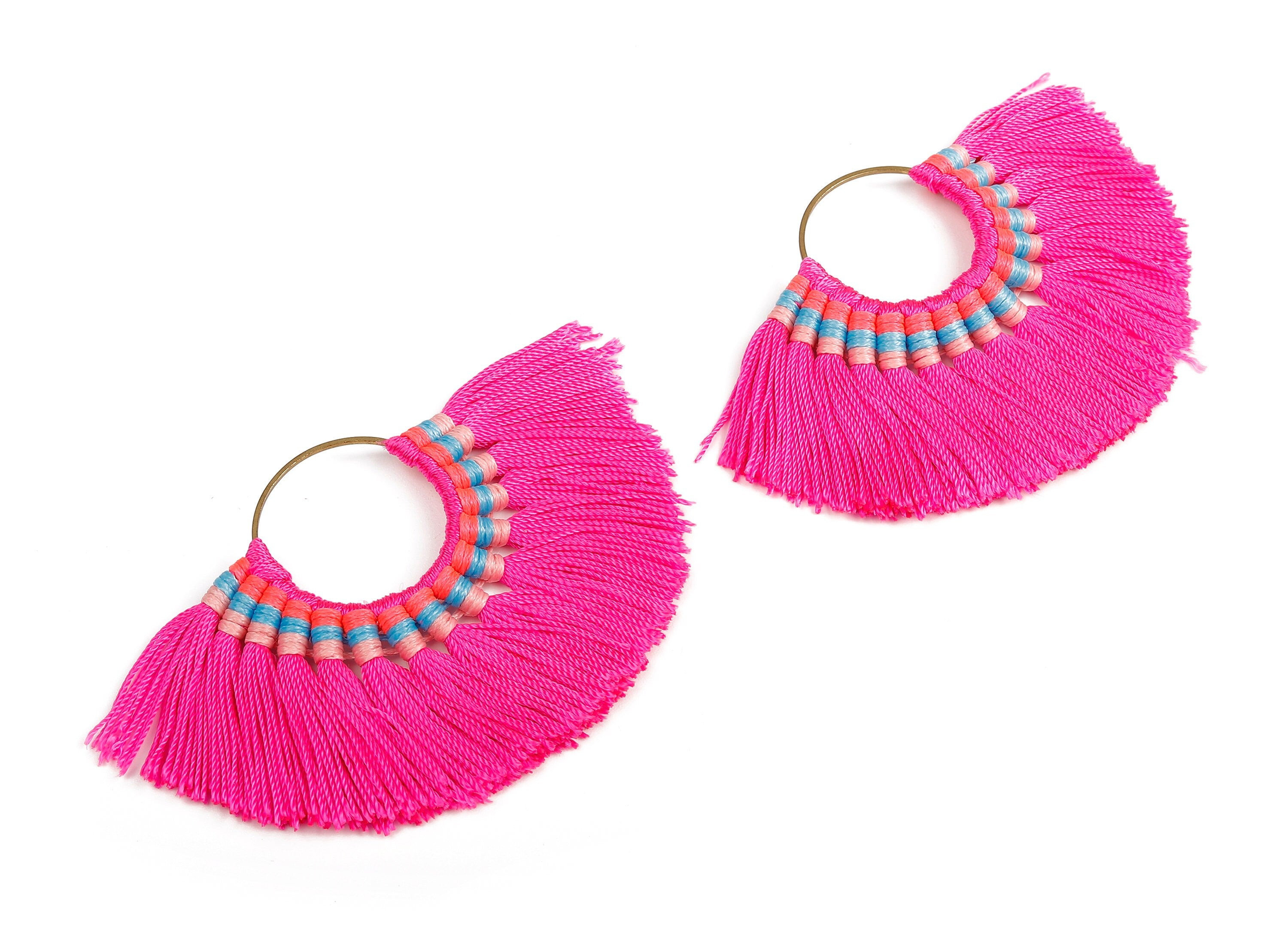 Fan Tassel Earring Charms with Ring - Tassel earring pendant - Fan Ring Earrings - Earring Accessories - 84.57x60.13x5.51mm - TS1104 - DOMEDBAZAAR
