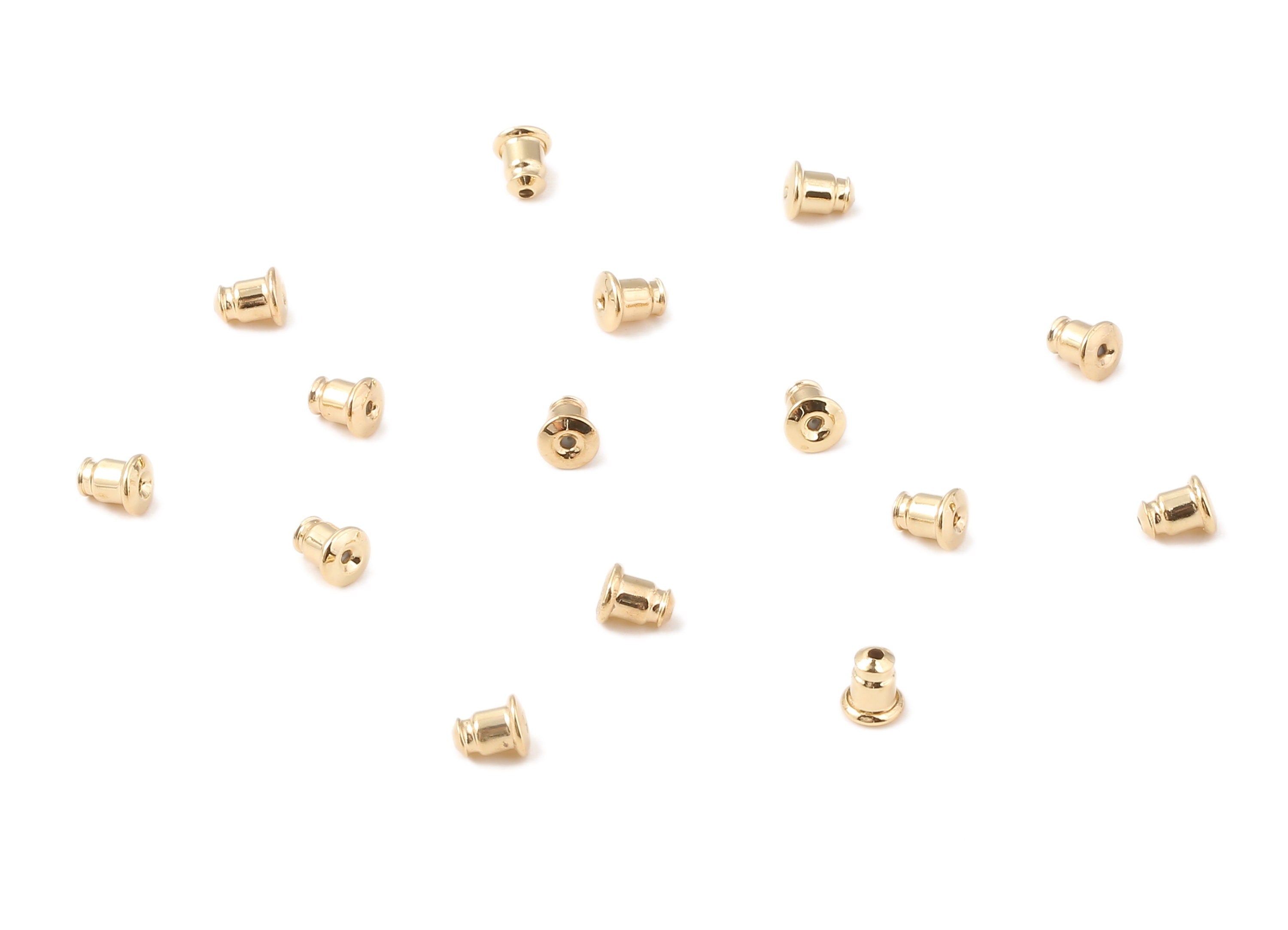 Brass Earring Stopper With Rubber - Ear Nuts & Ear Wire Backs - 18K Real Gold Plated Brass - Jewelry Supplies - 5.98x5.06mm - RGP1197 - DOMEDBAZAAR