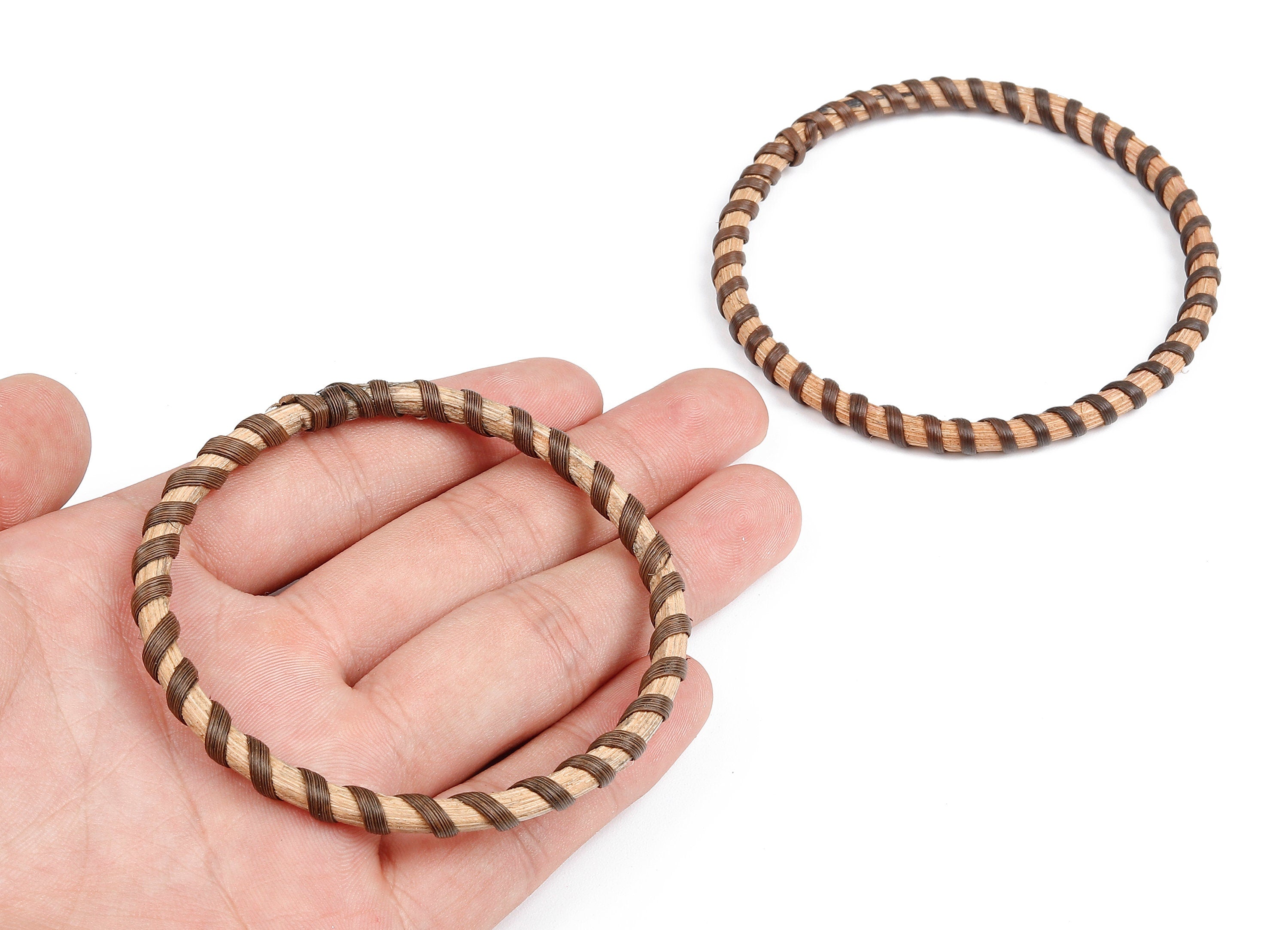 Handwoven Rattan Hoop Bracelet - Rattan Hoop Bracelet - Wood Bracelet - Rattan Bangle - Jewelry Handmade - 80x80x5.6mm - RT1296 - DOMEDBAZAAR