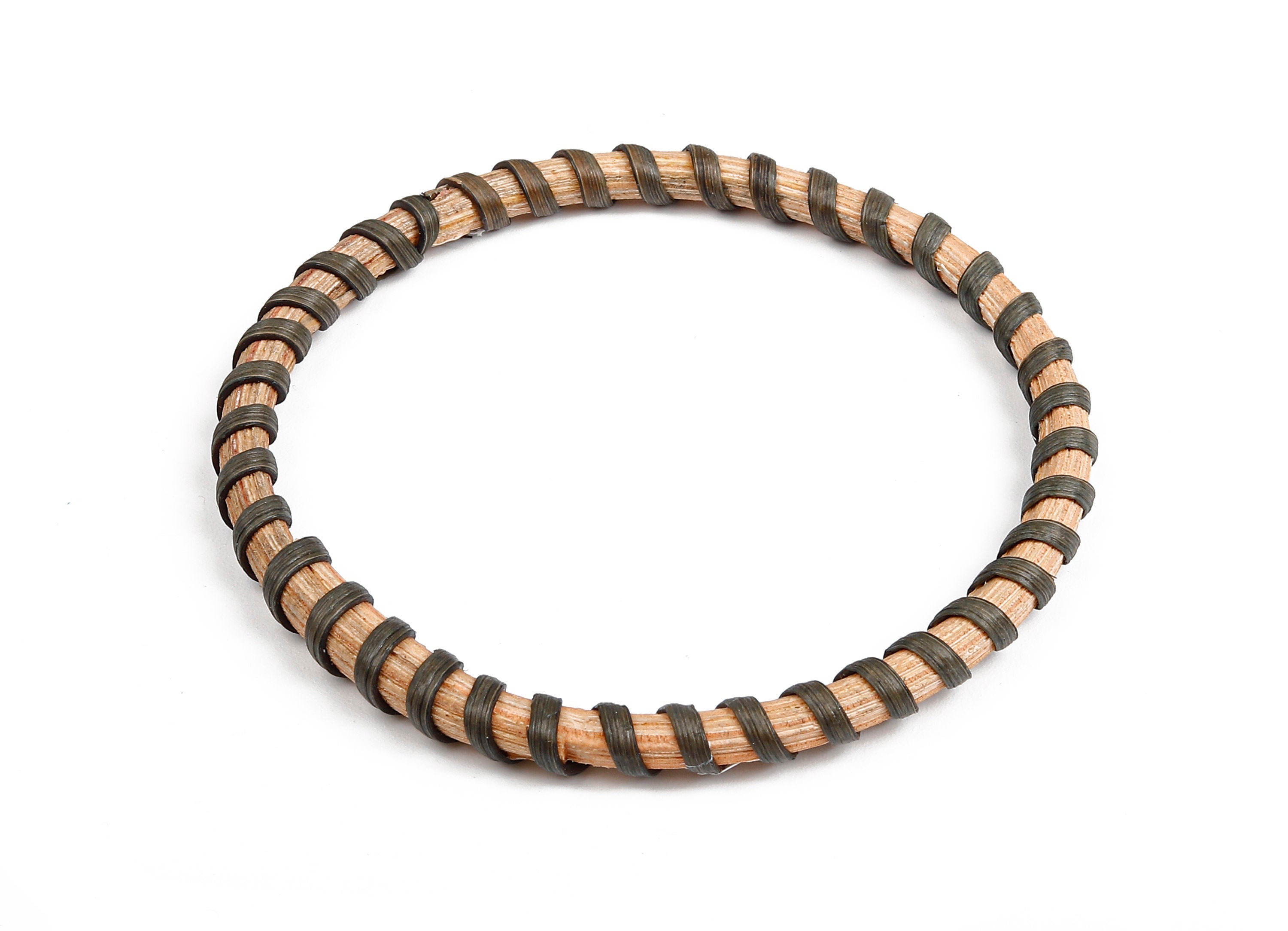Handwoven Rattan Hoop Bracelet - Rattan Hoop Bracelet - Wood Bracelet - Rattan Bangle - Jewelry Handmade - 78x78x5.8mm - RT1297 - DOMEDBAZAAR