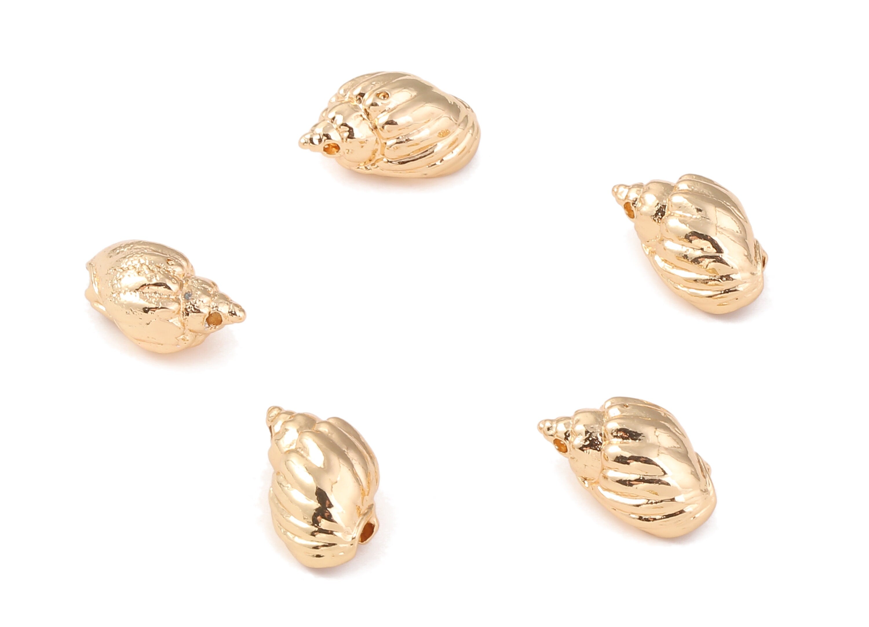Brass Whelk Seashell Charms - Brass Whelk Seashell Pendant - 18K Real Gold Plated Brass - Jewelry Supplies - 17.89x10.49mm - RGP1207 - DOMEDBAZAAR