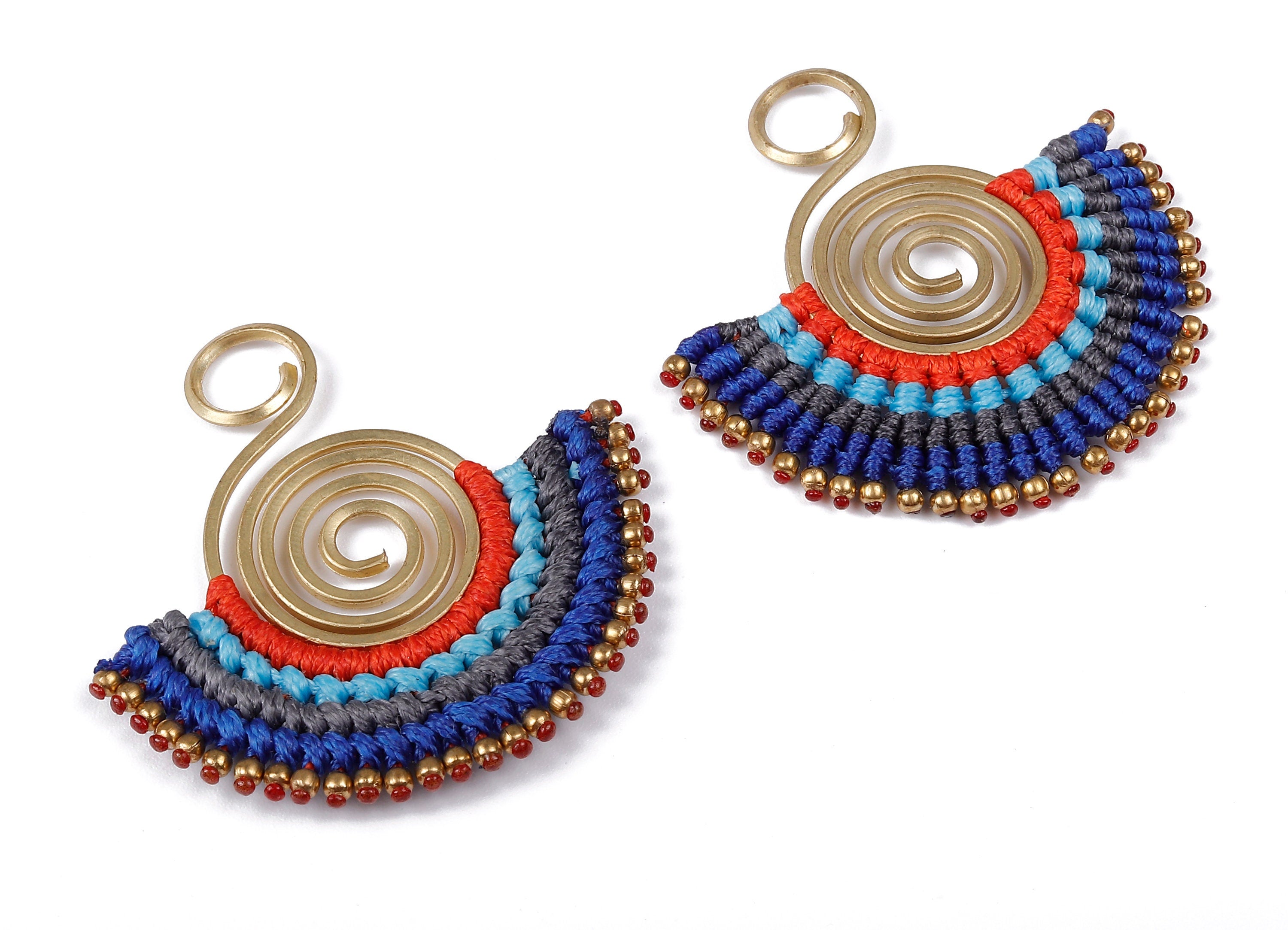 Fan Tassel Earring Charms with Beads - Tassel earring pendant - Fan Earrings Accessories - Jewelry Supplies - 49.15x48.91x3.52mm - TS1113 - DOMEDBAZAAR