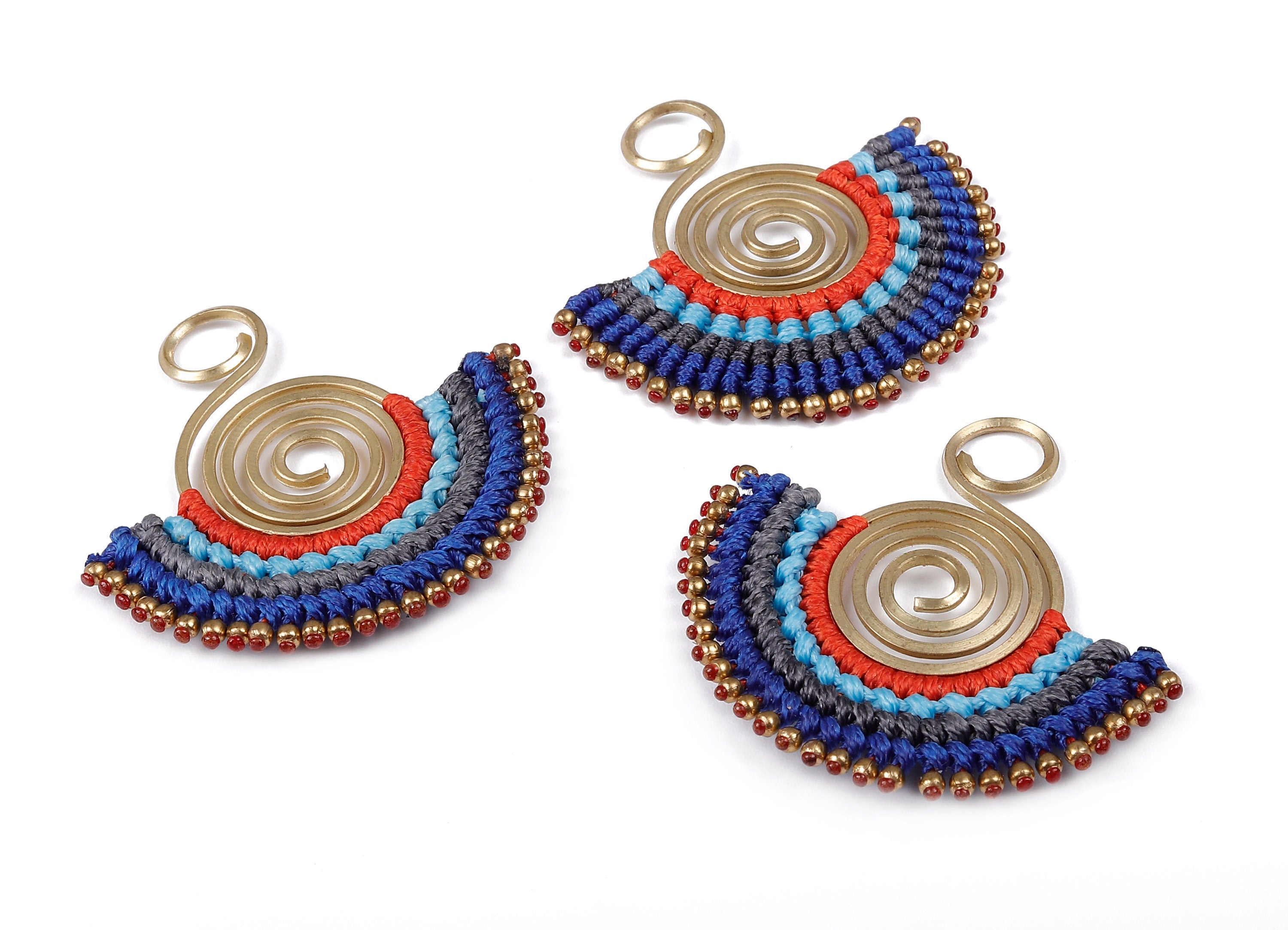 Fan Tassel Earring Charms with Beads - Tassel earring pendant - Fan Earrings Accessories - Jewelry Supplies - 49.15x48.91x3.52mm - TS1113 - DOMEDBAZAAR