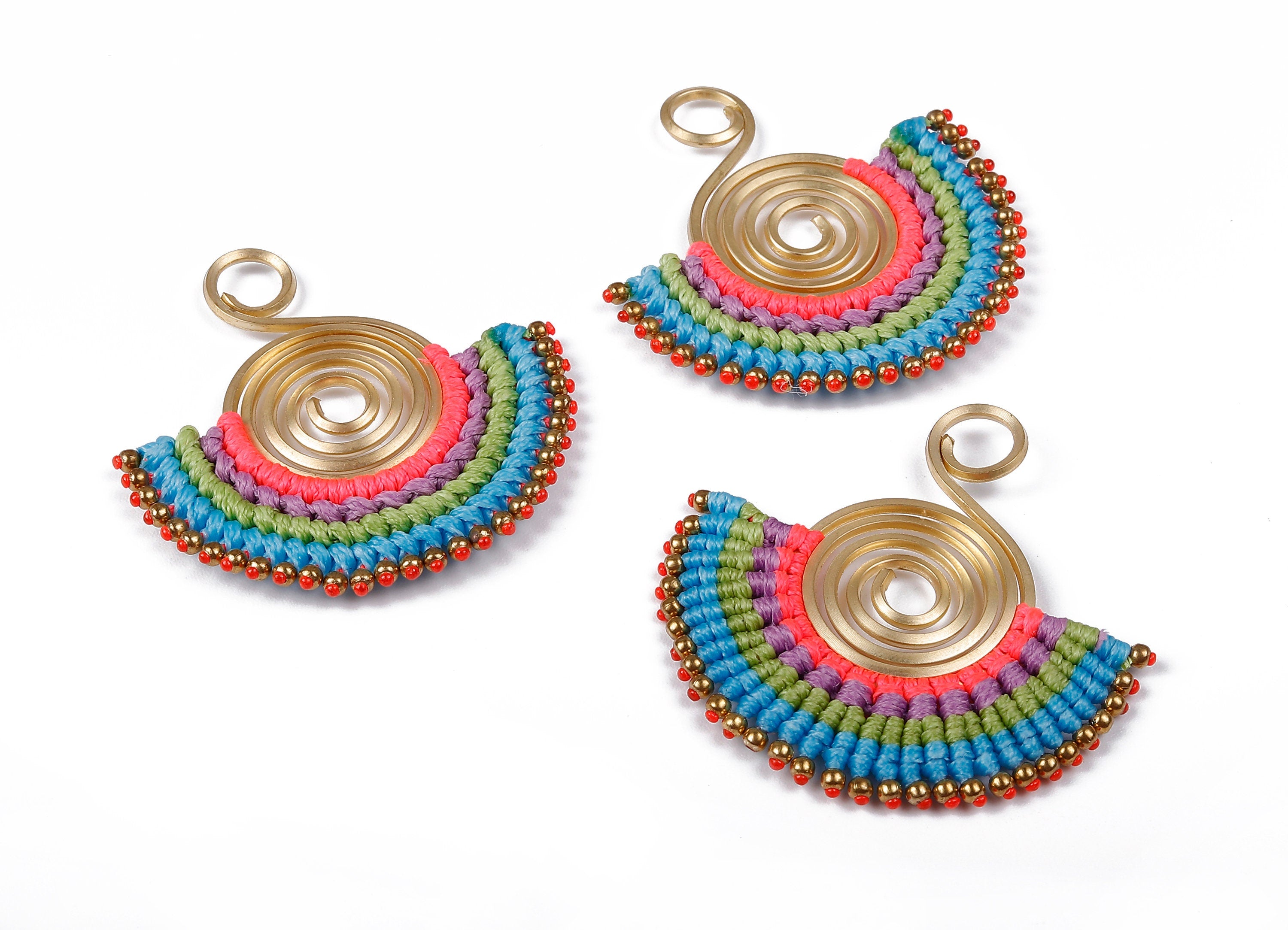 Fan Tassel Earring Charms with Beads - Tassel earring pendant - Fan Earrings Accessories - Jewelry Supplies - 49.15x48.91x3.52mm - TS1115 - DOMEDBAZAAR