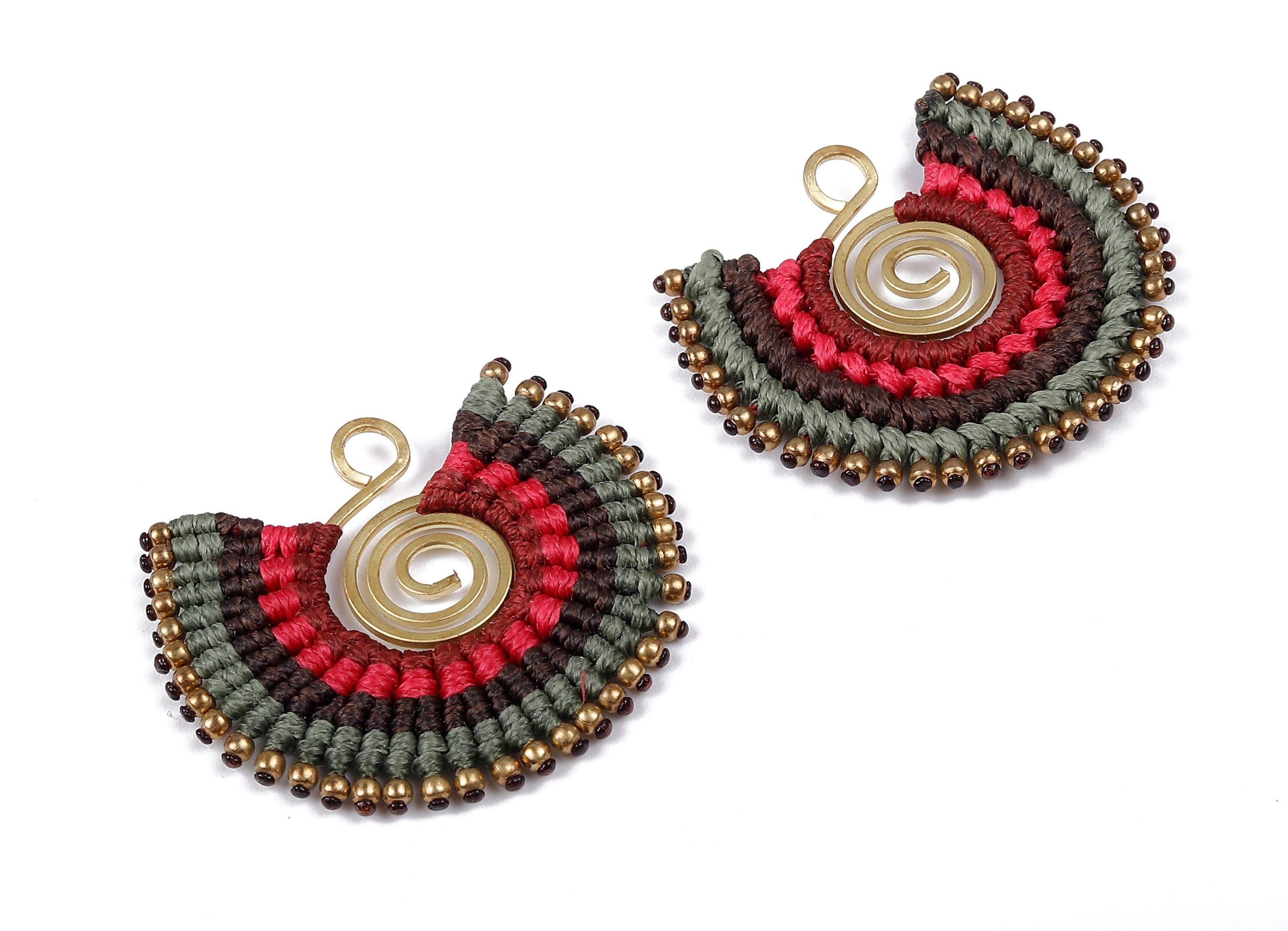 Fan Tassel Earring Charms with Beads - Tassel earring pendant - Fan Earrings Accessories - Jewelry Supplies - 42.79x36.38x3.29mm - TS1116 - DOMEDBAZAAR
