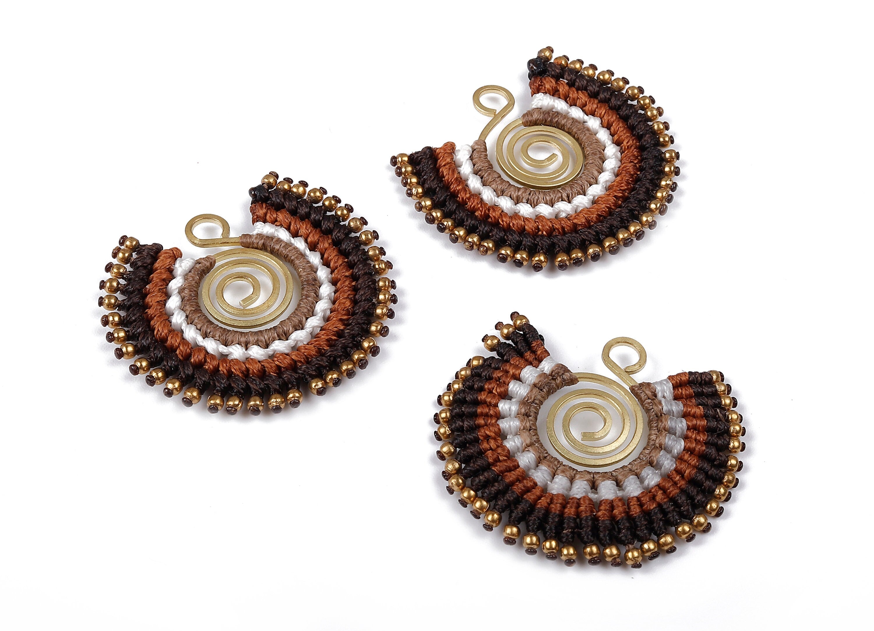 Fan Tassel Brass Charms - Tassel earring pendant with Beads - Fan Earrings Accessories - Jewelry Supplies - 43x40x2.9mm - TS1119 - DOMEDBAZAAR