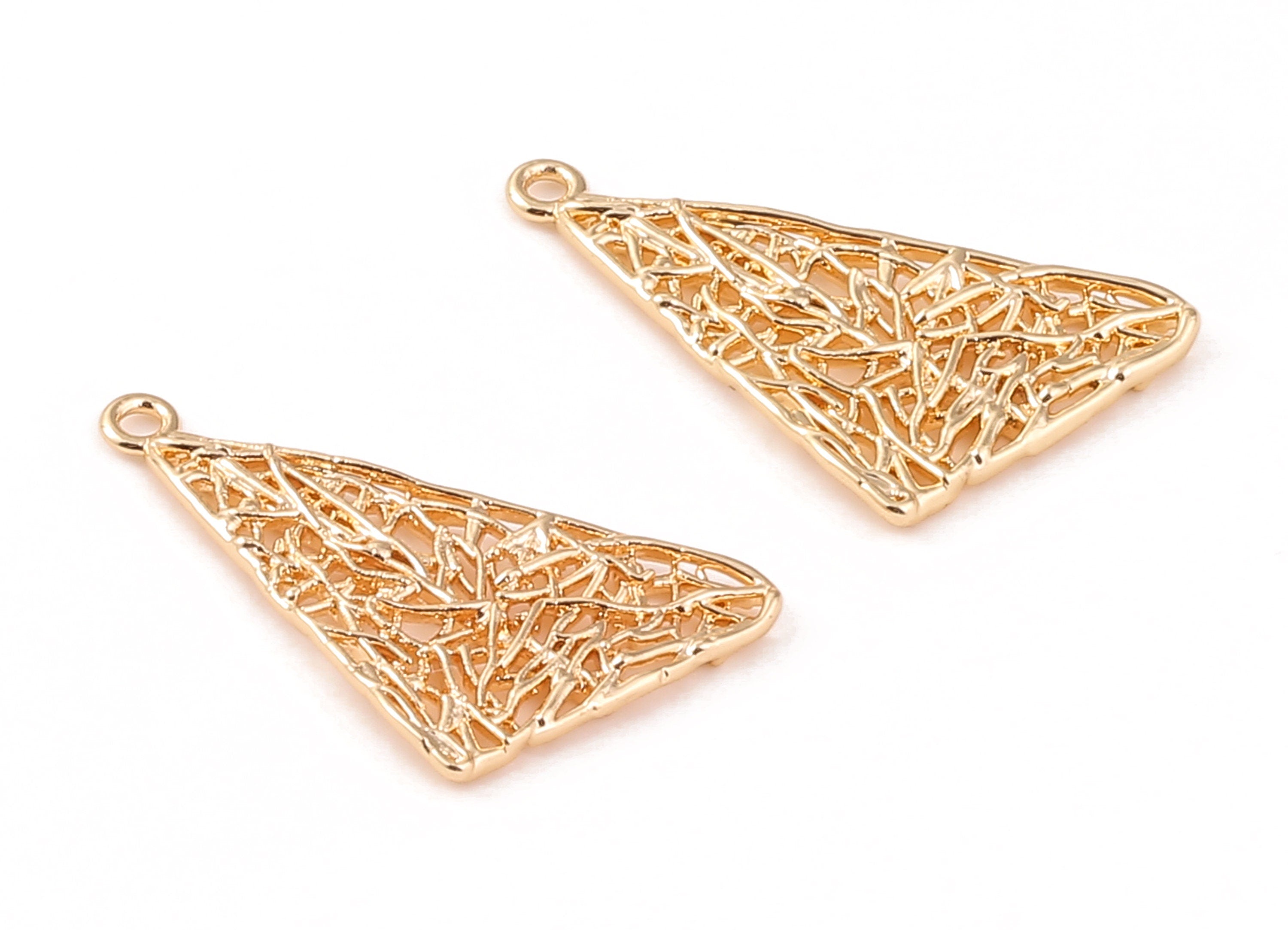 Brass Triangle Charms - Brass Triangle Pendant - 18K Real Gold Plated Brass - Necklace Pendant - 27.35x16.93x1.86mm - RGP1093 - DOMEDBAZAAR