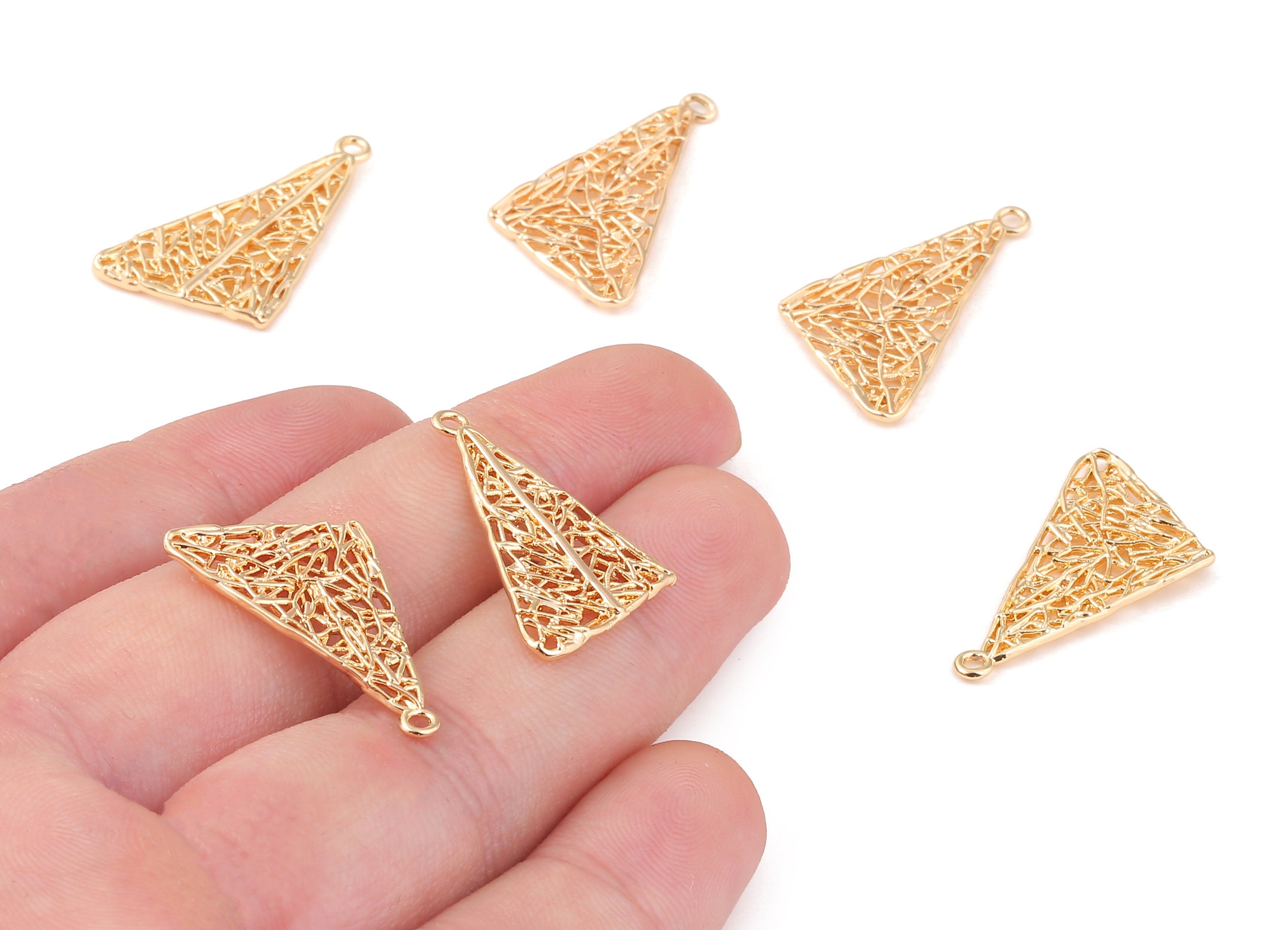 Brass Triangle Charms - Brass Triangle Pendant - 18K Real Gold Plated Brass - Necklace Pendant - 27.35x16.93x1.86mm - RGP1093 - DOMEDBAZAAR