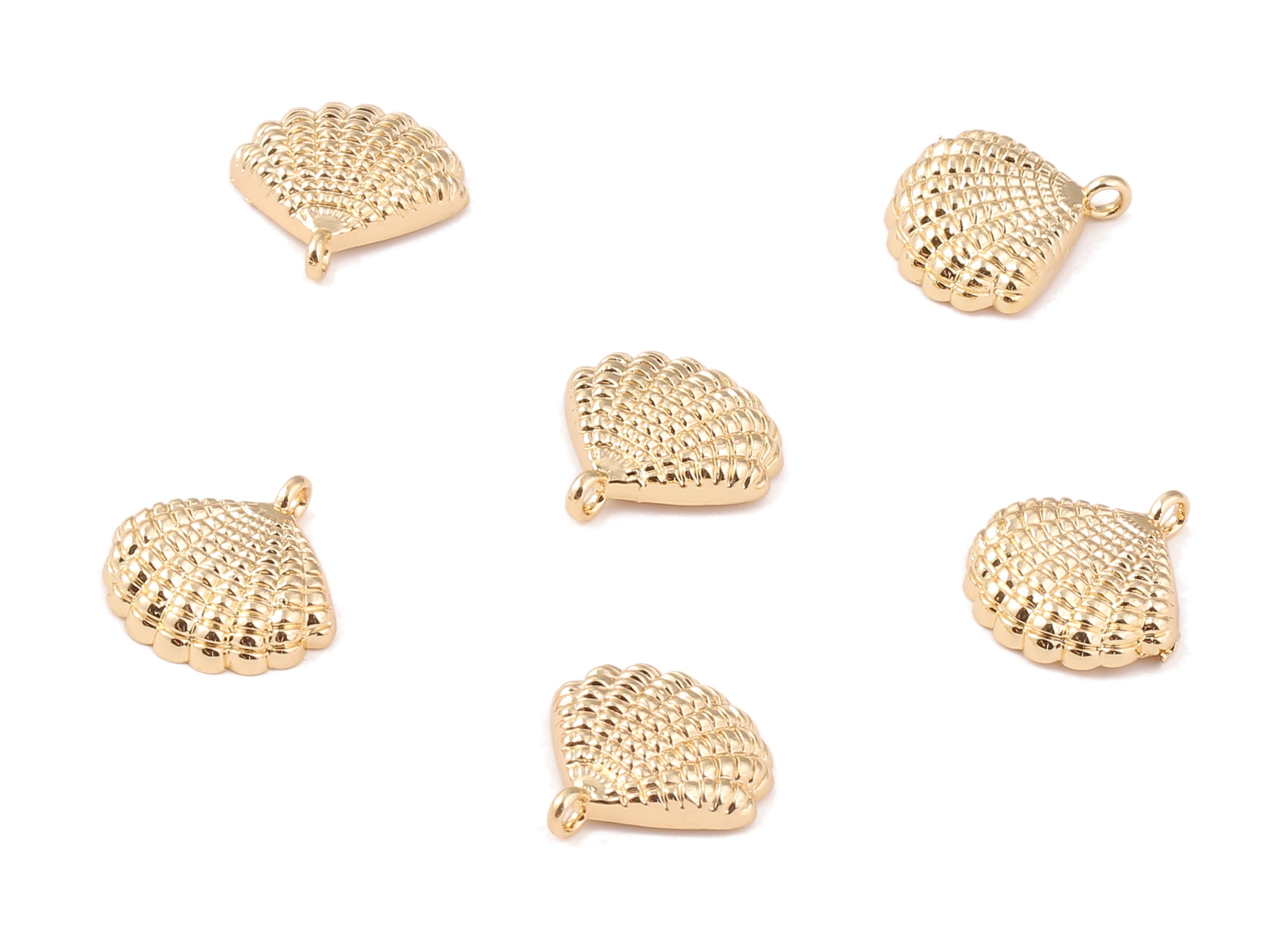 Brass Mussel Shell Charms - Brass Mussel Shell Pendant - 18K Real Gold Plated Brass - Jewelry Supplies - 17x16.58x1.93mm - RGP1249 - DOMEDBAZAAR