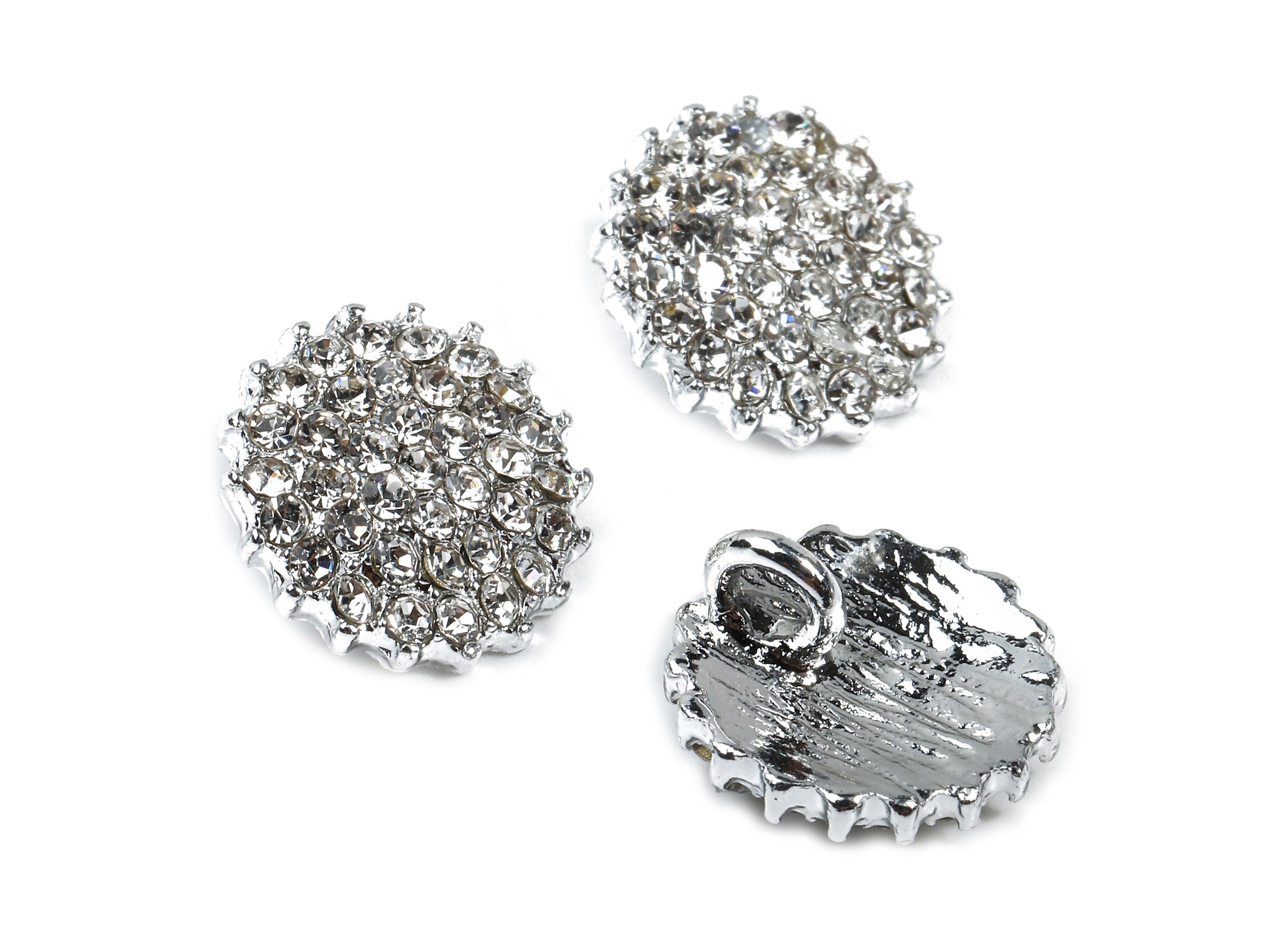 Alloy Round Charms - Zinc Alloy Round Earrings - Alloy Glass Beads Pendant - Silver Tone Plated - 12.03x12.03x2.5mm - ZZ1562 - DOMEDBAZAAR