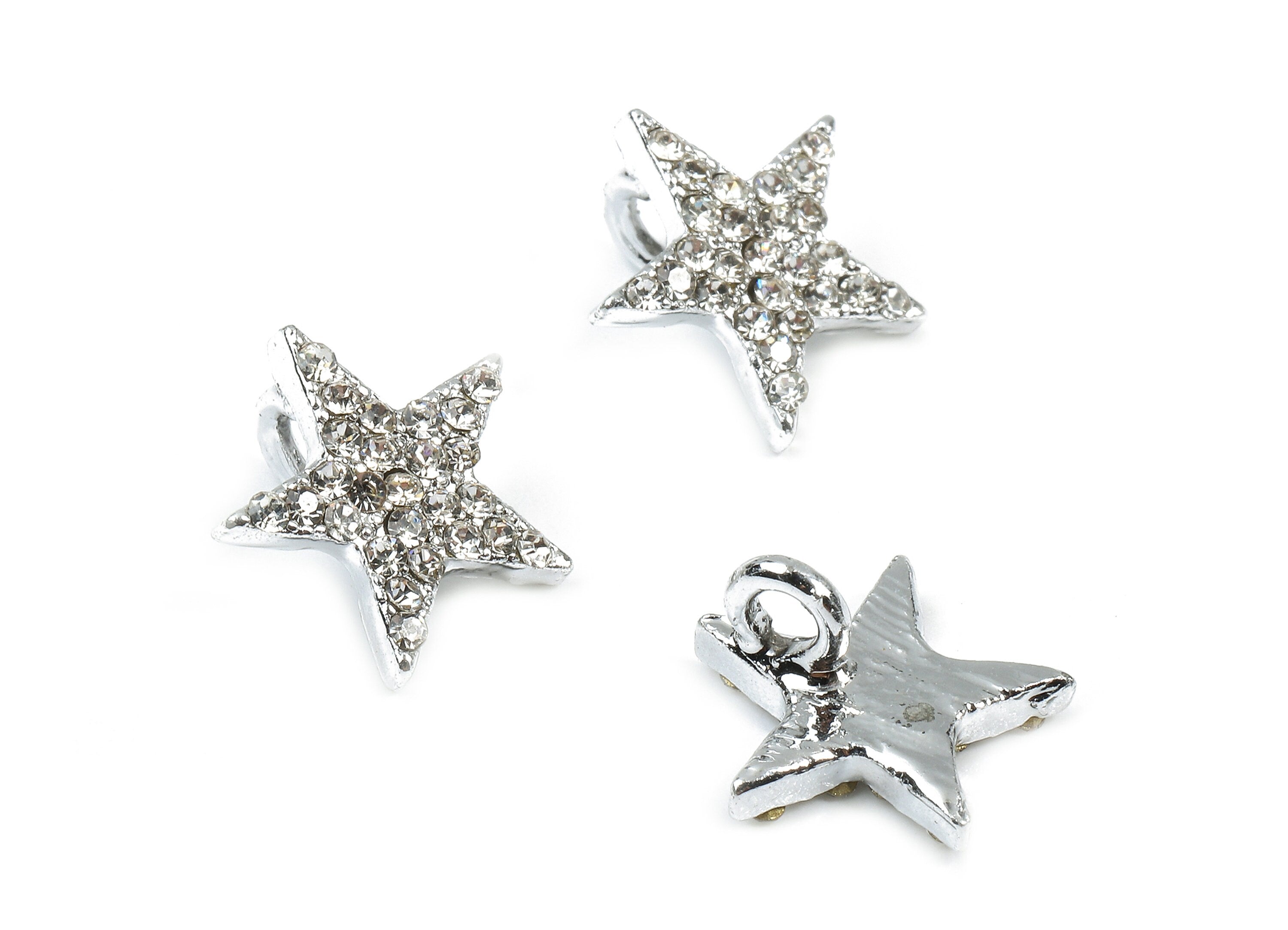 Alloy Star Charms - Zinc Alloy Star Earrings - Alloy Slass Beads Pendant - Star Silver Tone Plated - 12.01x12.01x2.19mm - ZZ1574 - DOMEDBAZAAR