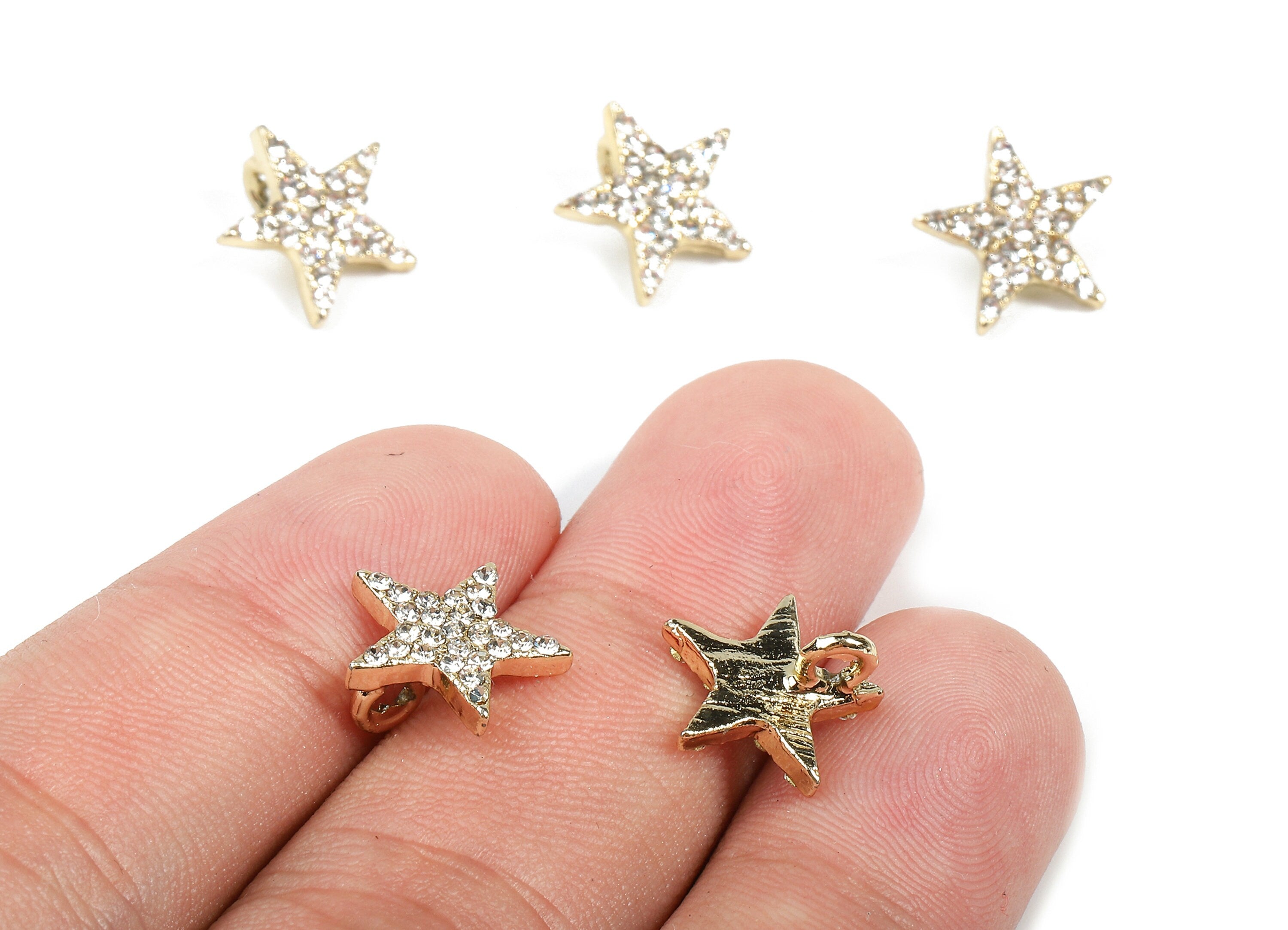 Alloy Star Charms - Zinc Alloy Star Earrings - Alloy Glass Beads Pendant - Star Gold Tone Plated - 12.01x12.01x2.19mm - ZZ1573 - DOMEDBAZAAR