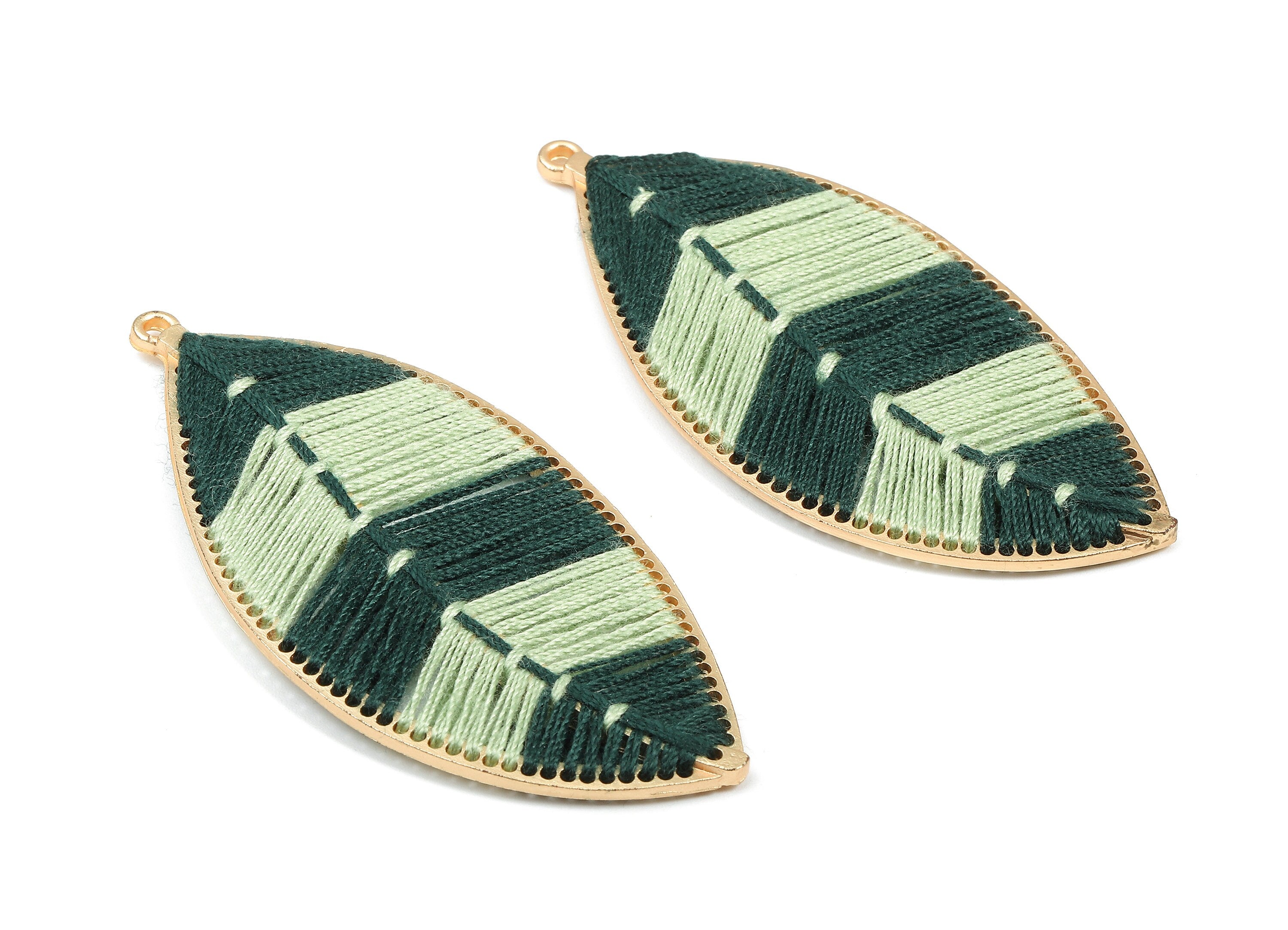 Alloy Cotton Leaf Charms - Knotting Leaf Earrings - Cotton Leaf Charms - Alloy Leaf Pendant - Gold Tone Plated - 73.3x34.95x2.66mm - ZZ1580G - DOMEDBAZAAR