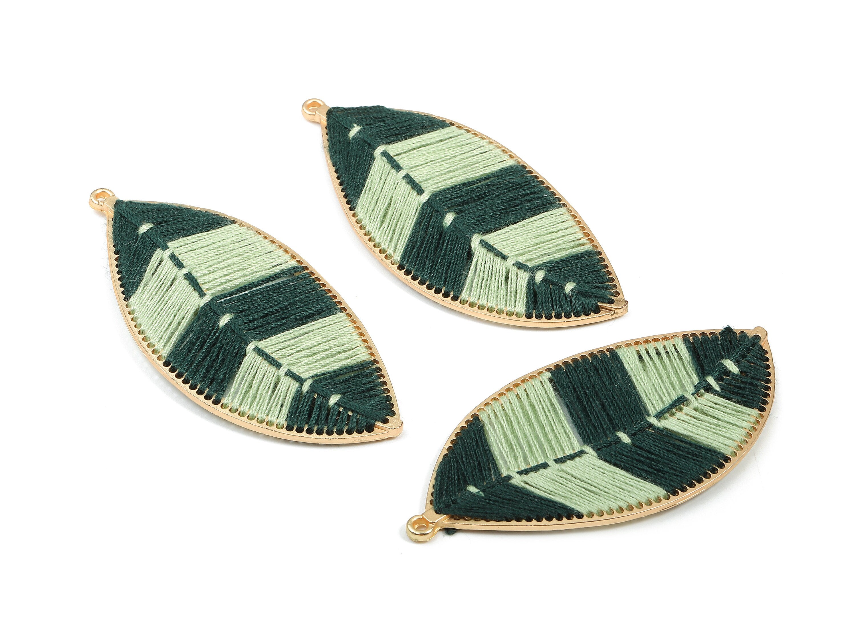Alloy Cotton Leaf Charms - Knotting Leaf Earrings - Cotton Leaf Charms - Alloy Leaf Pendant - Gold Tone Plated - 73.3x34.95x2.66mm - ZZ1580G - DOMEDBAZAAR