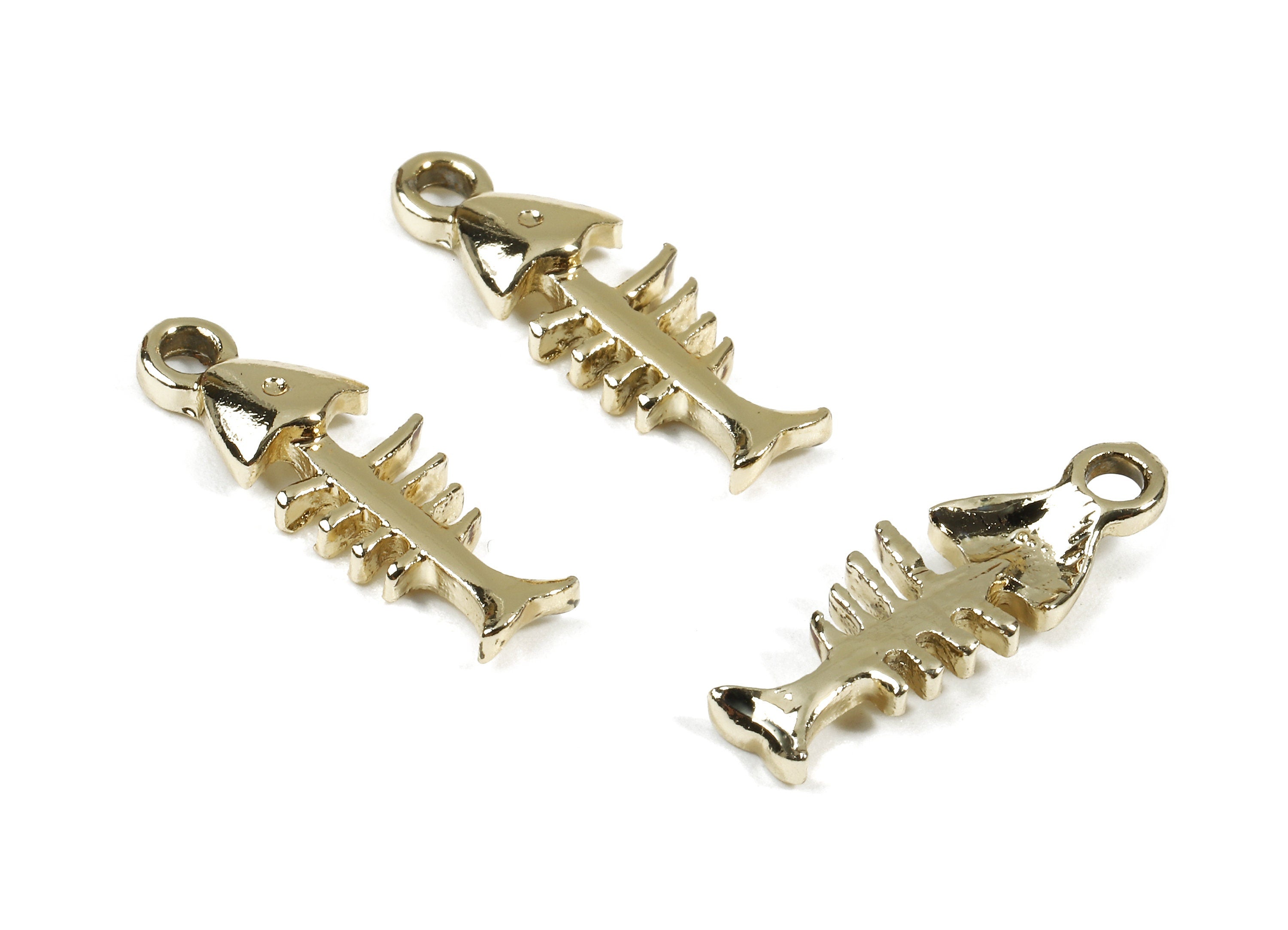 Alloy Fish Bones Charms - Zinc Alloy Fish Bones Earrings and Pendant - Gold Tone Plated - Earring Findings - 19.43x6.99x2.44mm - ZZ1514 - DOMEDBAZAAR
