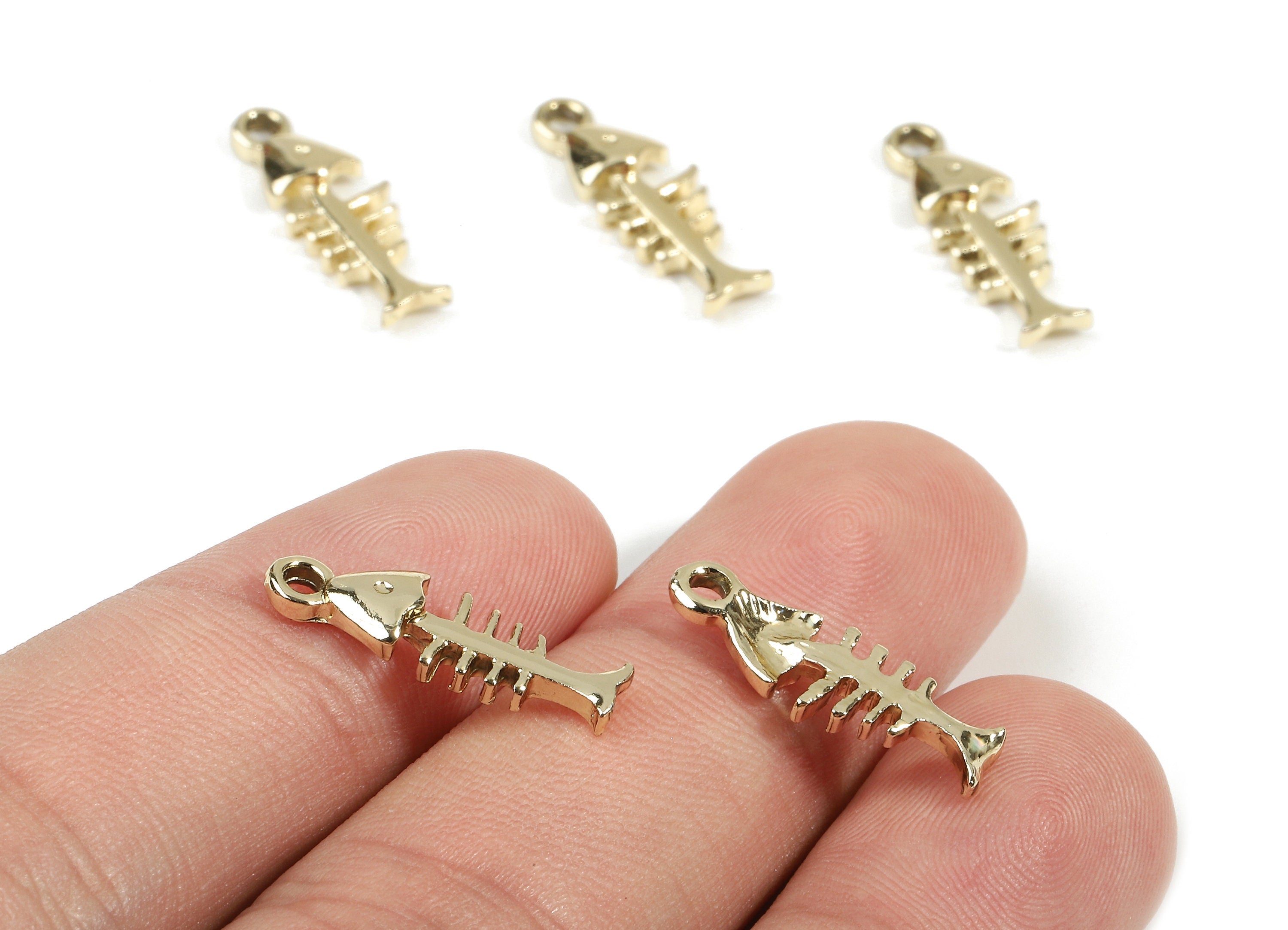 Alloy Fish Bones Charms - Zinc Alloy Fish Bones Earrings and Pendant - Gold Tone Plated - Earring Findings - 19.43x6.99x2.44mm - ZZ1514 - DOMEDBAZAAR