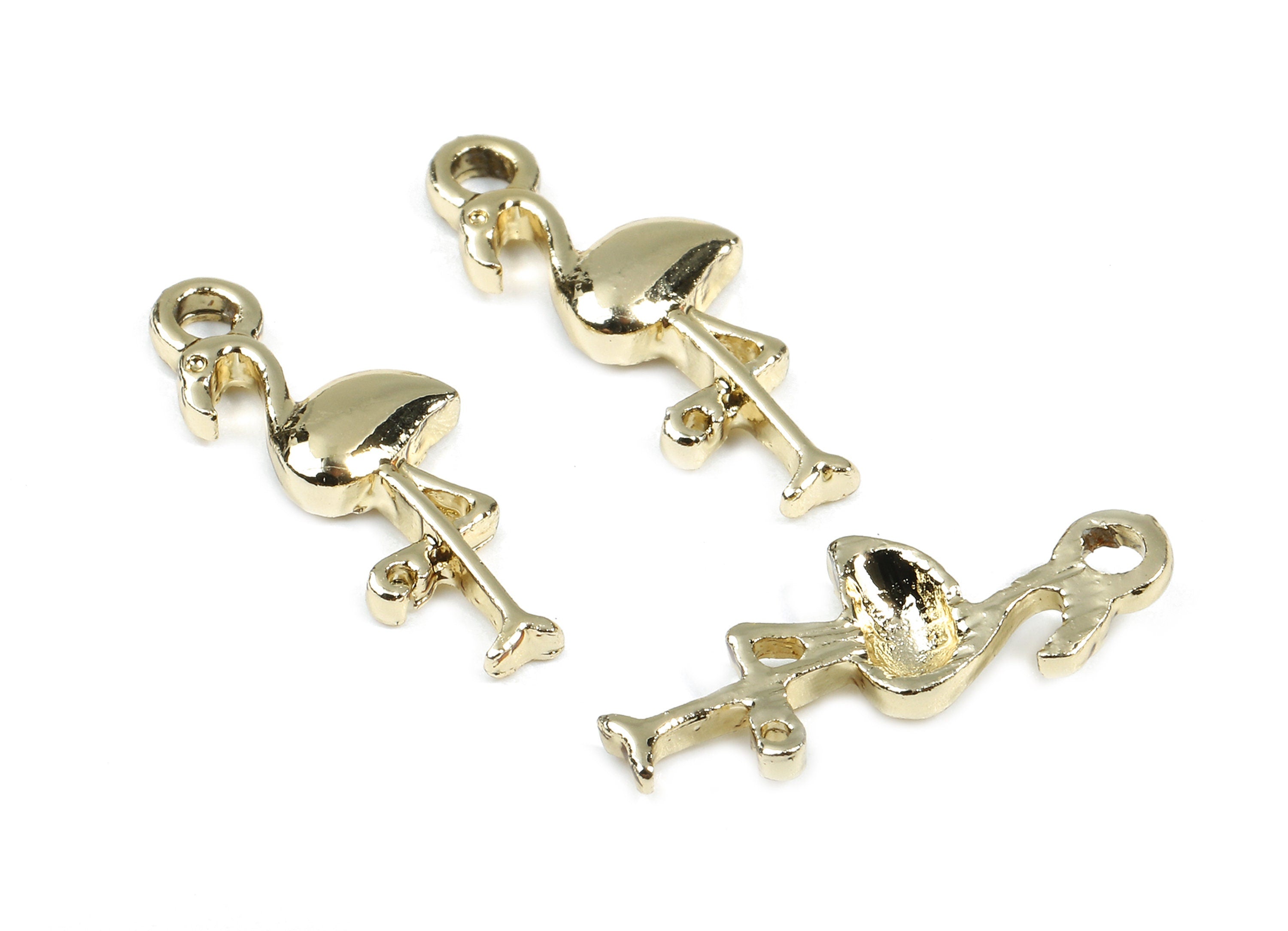 Alloy Flamingo Charms - Zinc Alloy Flamingo Earrings - Alloy Flamingo Pendant - Gold Tone Plated - 19.38x7.55x2.26mm - ZZ1468 - DOMEDBAZAAR