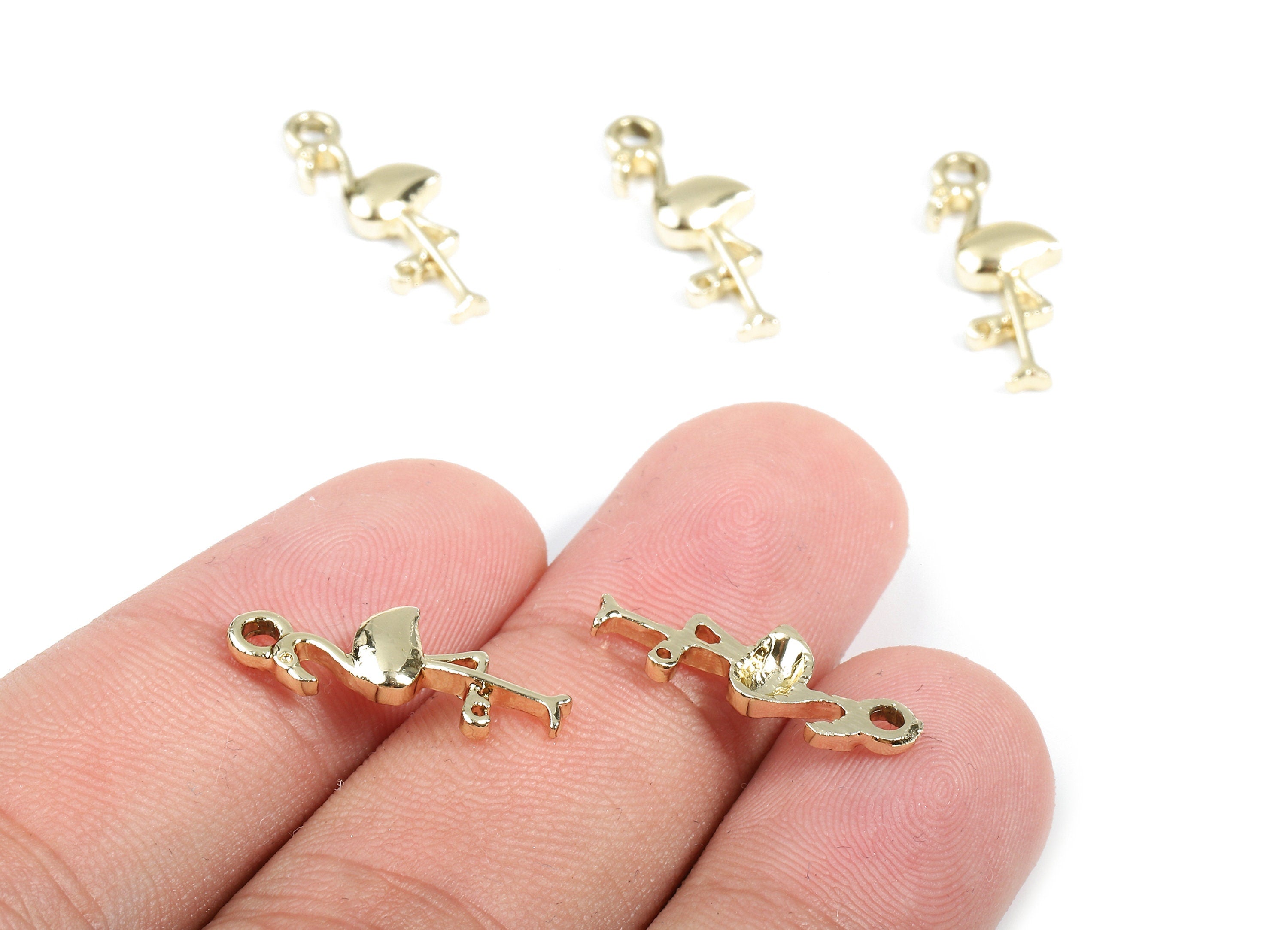 Alloy Flamingo Charms - Zinc Alloy Flamingo Earrings - Alloy Flamingo Pendant - Gold Tone Plated - 19.38x7.55x2.26mm - ZZ1468 - DOMEDBAZAAR