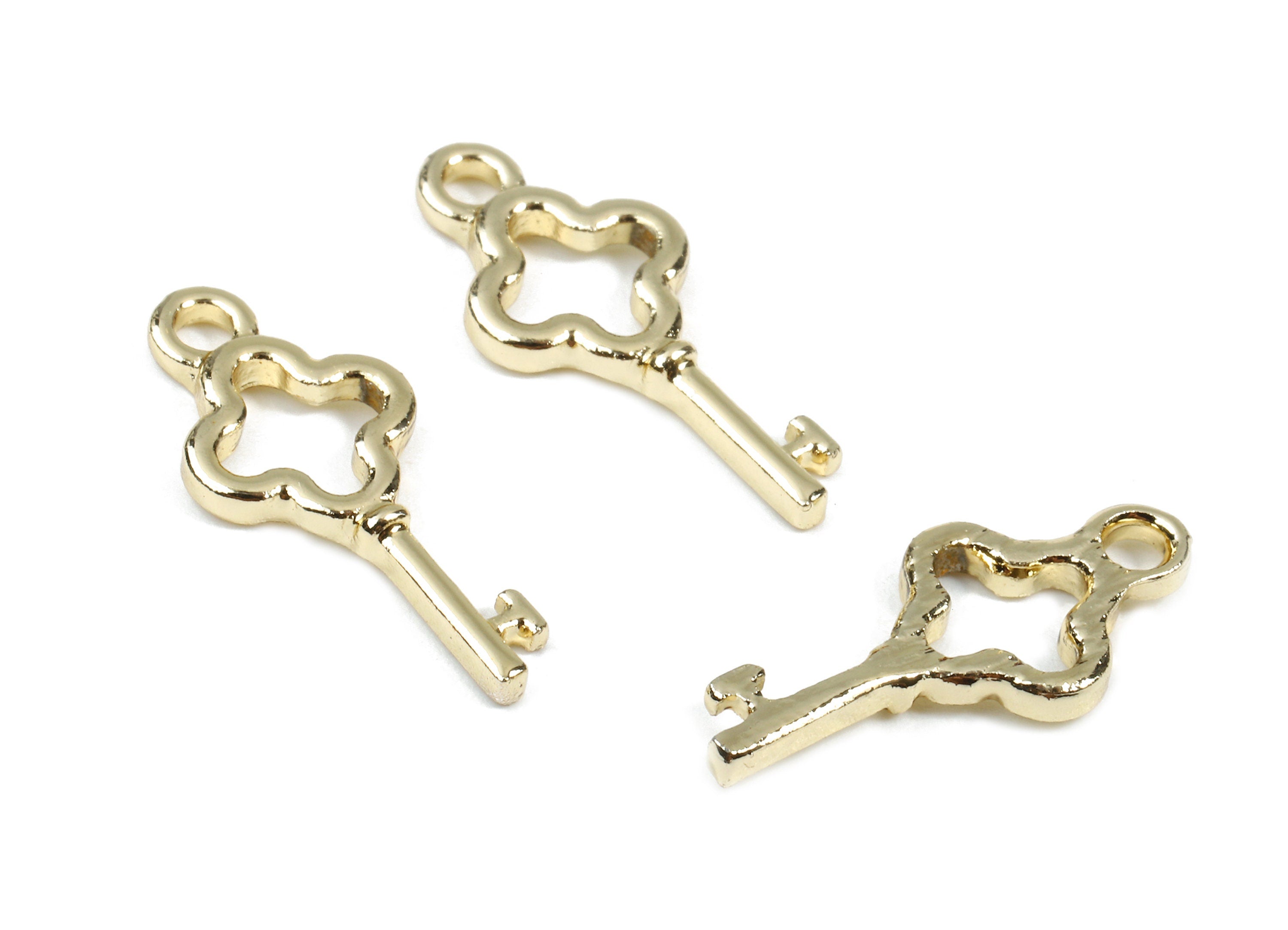 Alloy Key Charms - Zinc Alloy Key Earrings - Alloy Key Pendant - Gold Tone Plated - 20.07x8.7x1.8mm - ZZ1470 - DOMEDBAZAAR