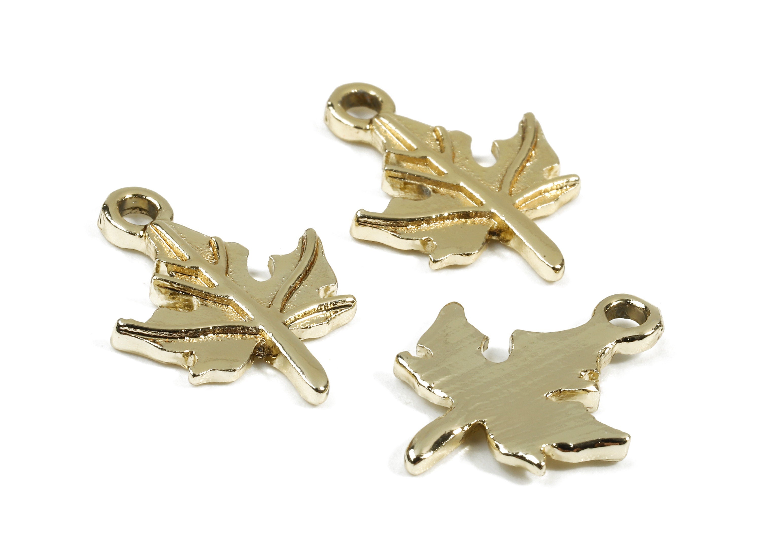 Alloy Leaf Clef Charms - Zinc Alloy Leaf Clef Earrings and Pendant - Gold Tone Plated - Earring Findings - 17.62x13.37x1.85mm - ZZ1494 - DOMEDBAZAAR