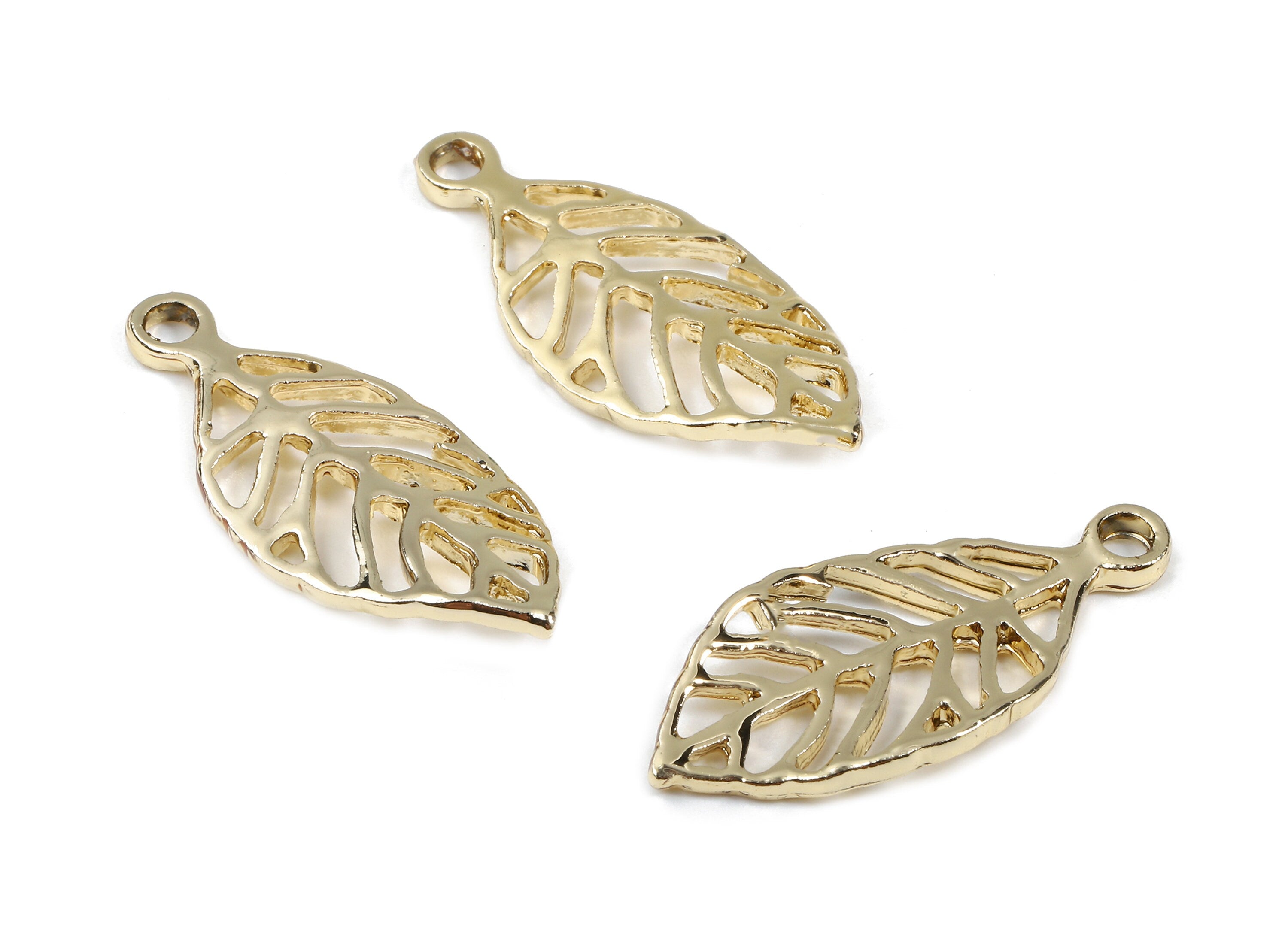Alloy Leaf Charms - Zinc Alloy Leaf Earrings - Alloy Leaf Pendant - Gold Tone Plated - 28x12.11x2.19mm - ZZ1486 - DOMEDBAZAAR
