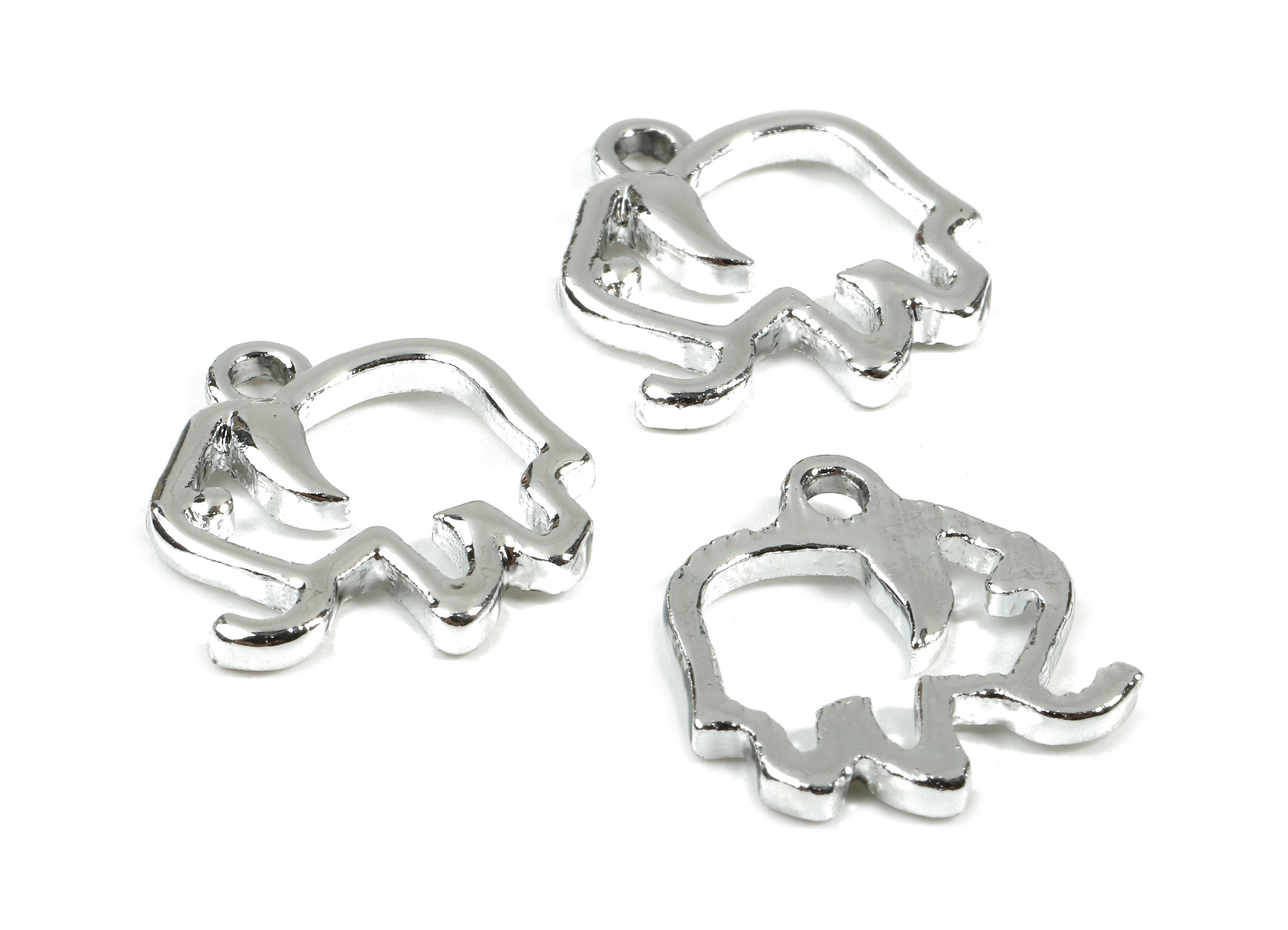 Alloy Elephant Clef Charm - Zinc Alloy Elephant Clef Earrings and Pendant - Silver Tone Plated Pendant - 16.13x15.34x2.35mm - ZZ1499 - DOMEDBAZAAR