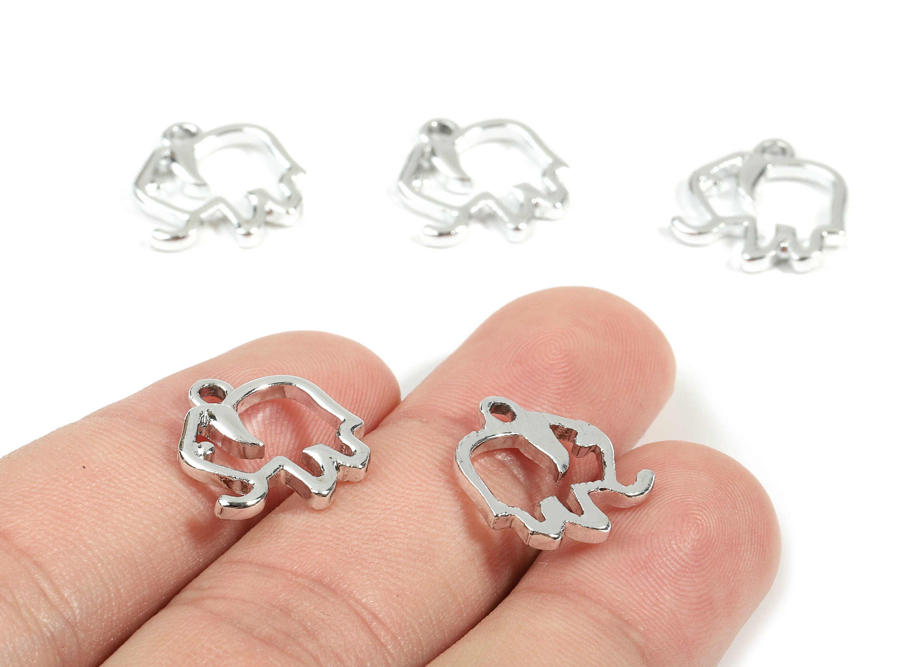 Alloy Elephant Clef Charm - Zinc Alloy Elephant Clef Earrings and Pendant - Silver Tone Plated Pendant - 16.13x15.34x2.35mm - ZZ1499 - DOMEDBAZAAR