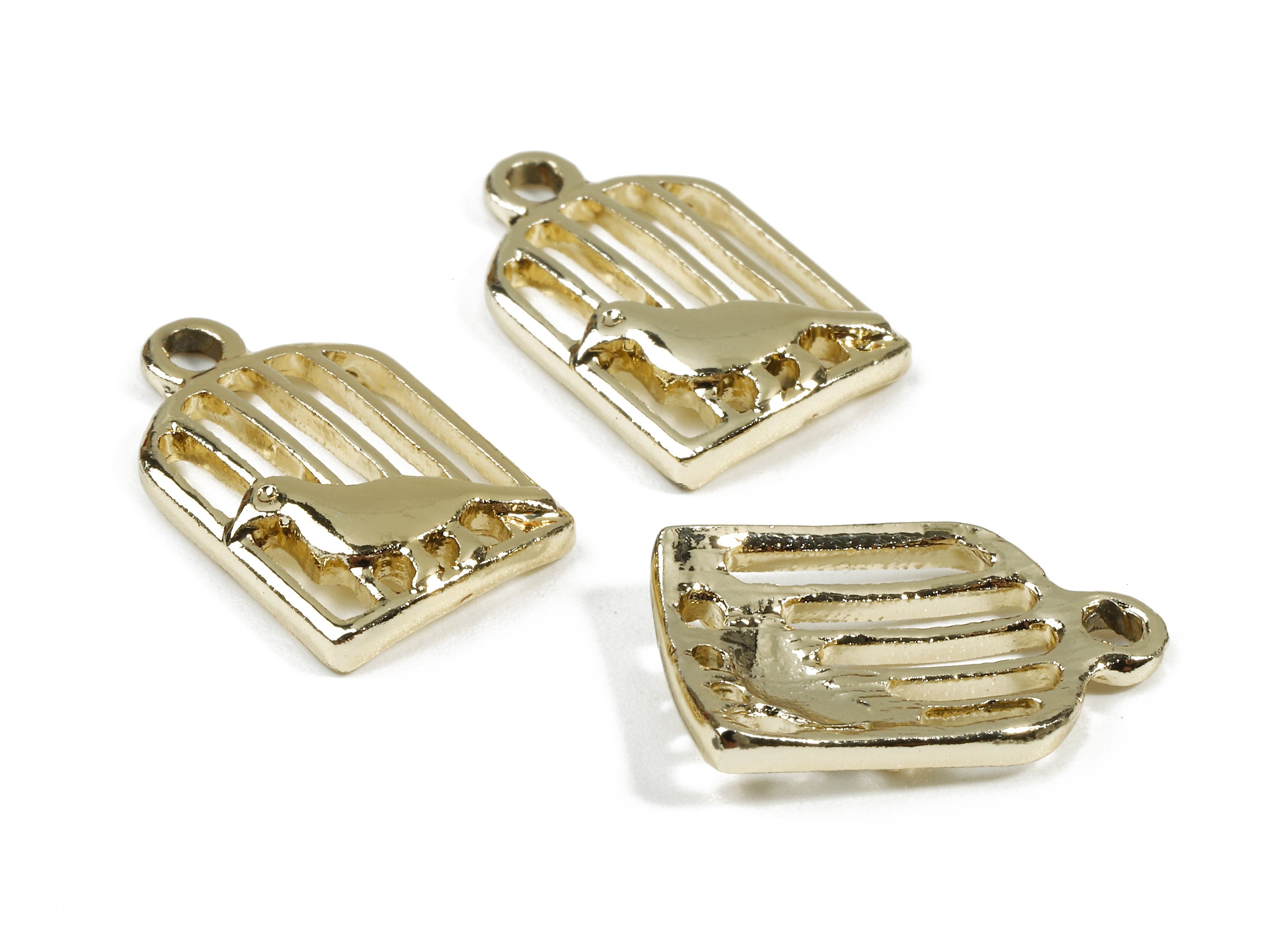 Alloy Cage Charms - Zinc Alloy Cage Earrings and Pendant - Gold Tone Plated - Earrings Finding - 17.73x11.04x3.01mm - ZZ1510 - DOMEDBAZAAR