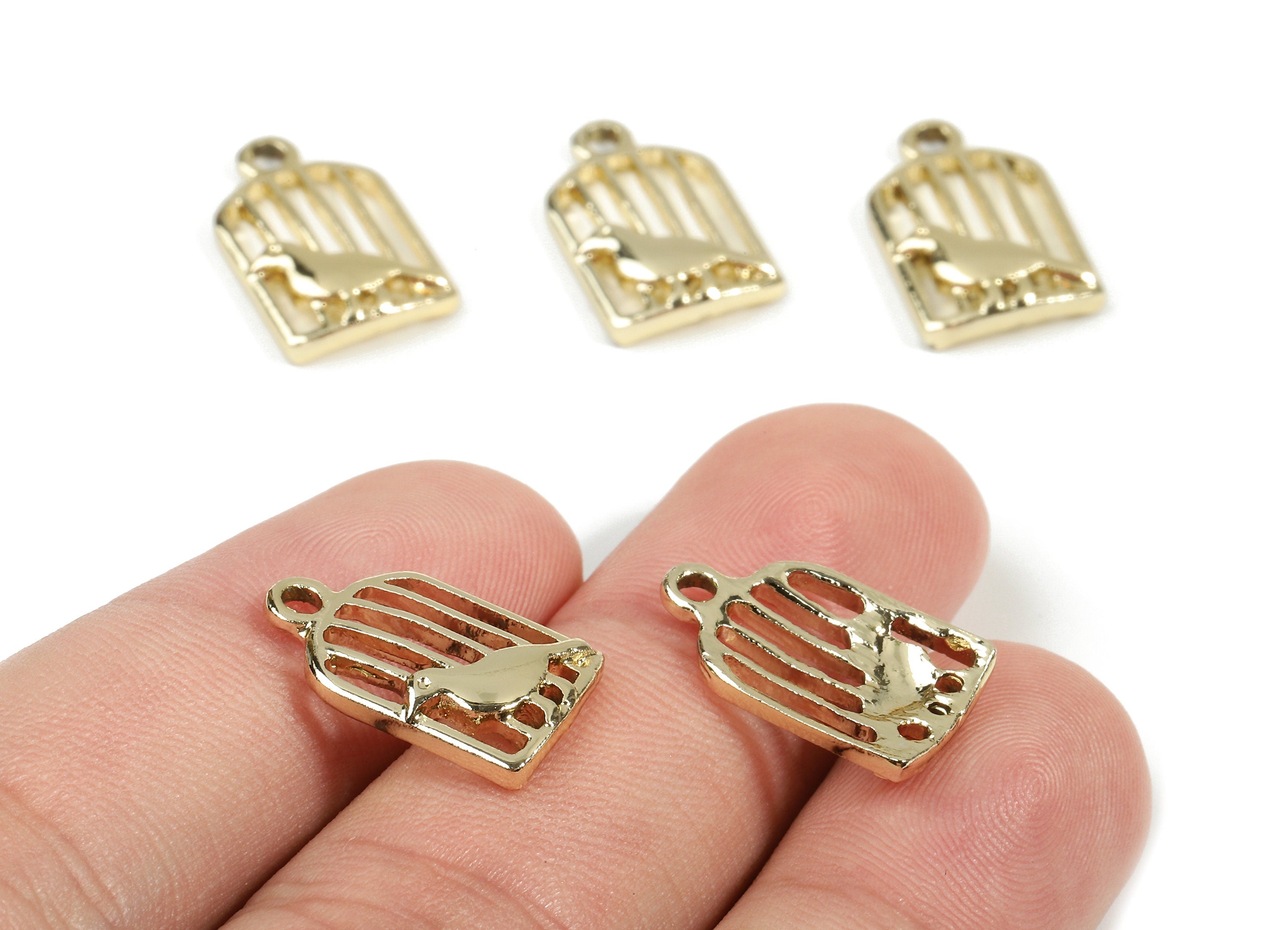 Alloy Cage Charms - Zinc Alloy Cage Earrings and Pendant - Gold Tone Plated - Earrings Finding - 17.73x11.04x3.01mm - ZZ1510 - DOMEDBAZAAR
