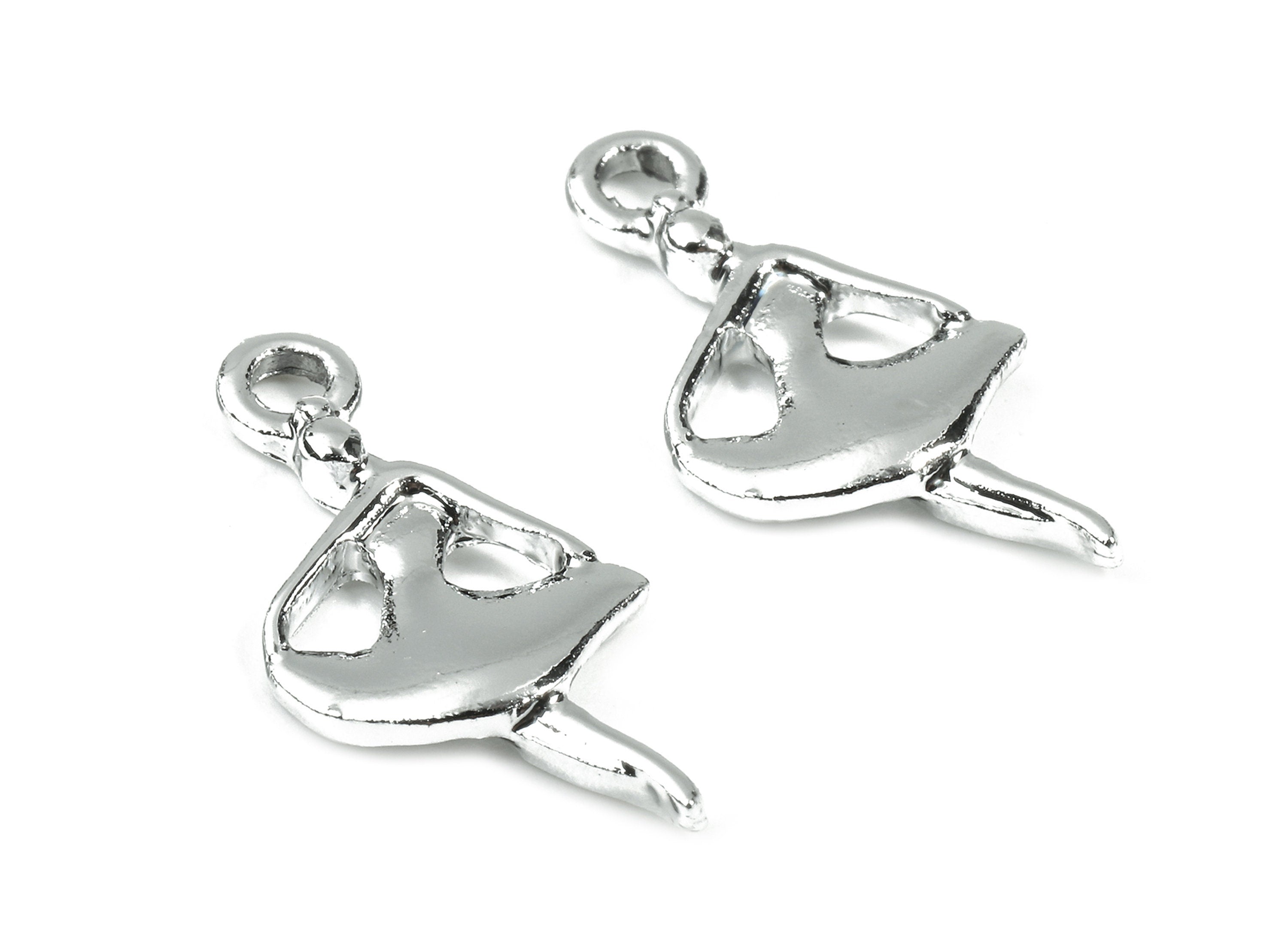 Alloy Ballerina Charms - Zinc Alloy Ballerina Earrings - Alloy Ballerina Pendant - Silver Tone Plated - 19.73x9.89x1.91mm - ZZ1479 - DOMEDBAZAAR