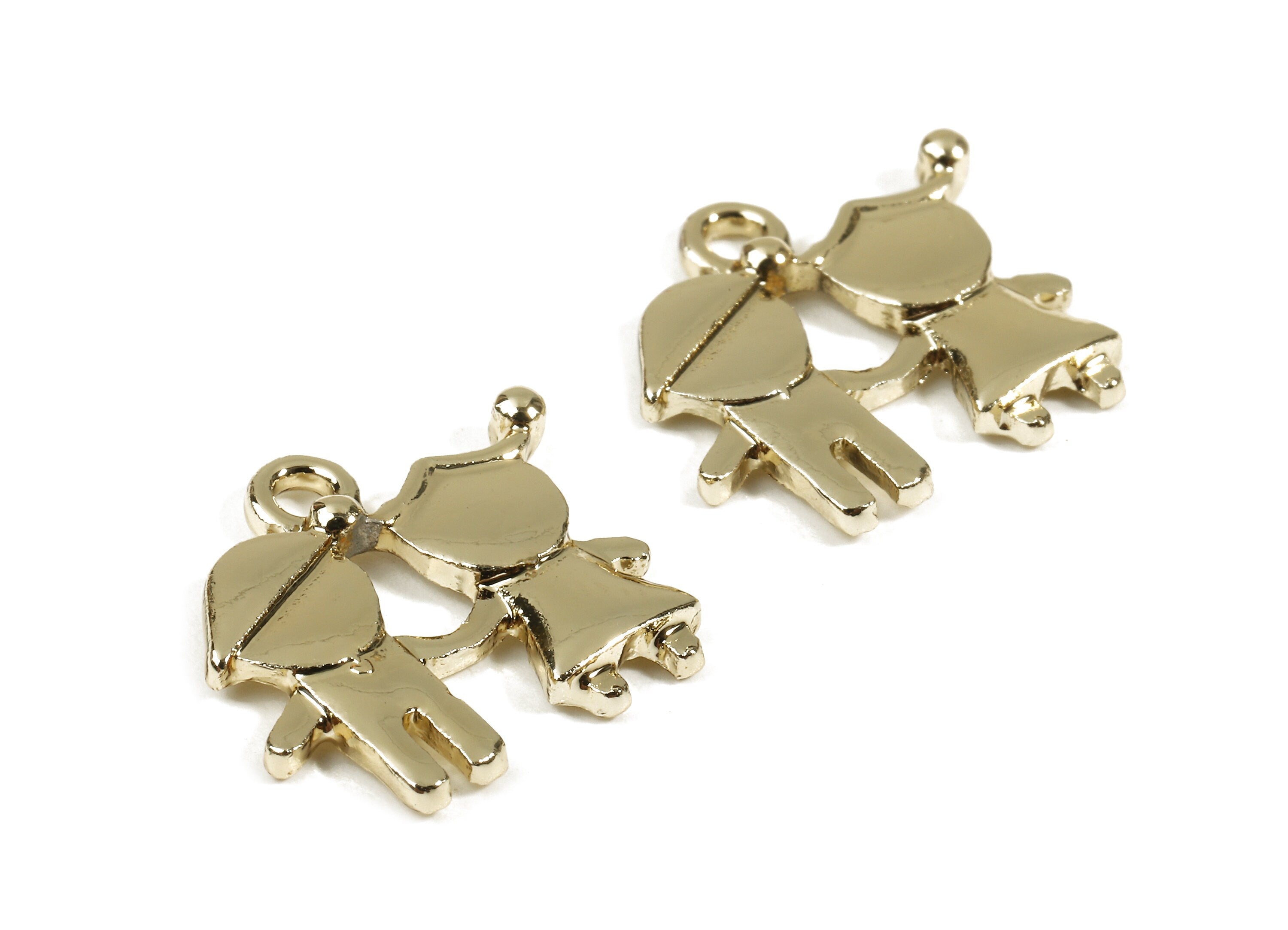 Alloy Kids Charms - Zinc Alloy Kids Earrings and Pendant - Gold Tone Plated - Earrings Finding - 15.65x14.9x1.74mm - ZZ1516 - DOMEDBAZAAR
