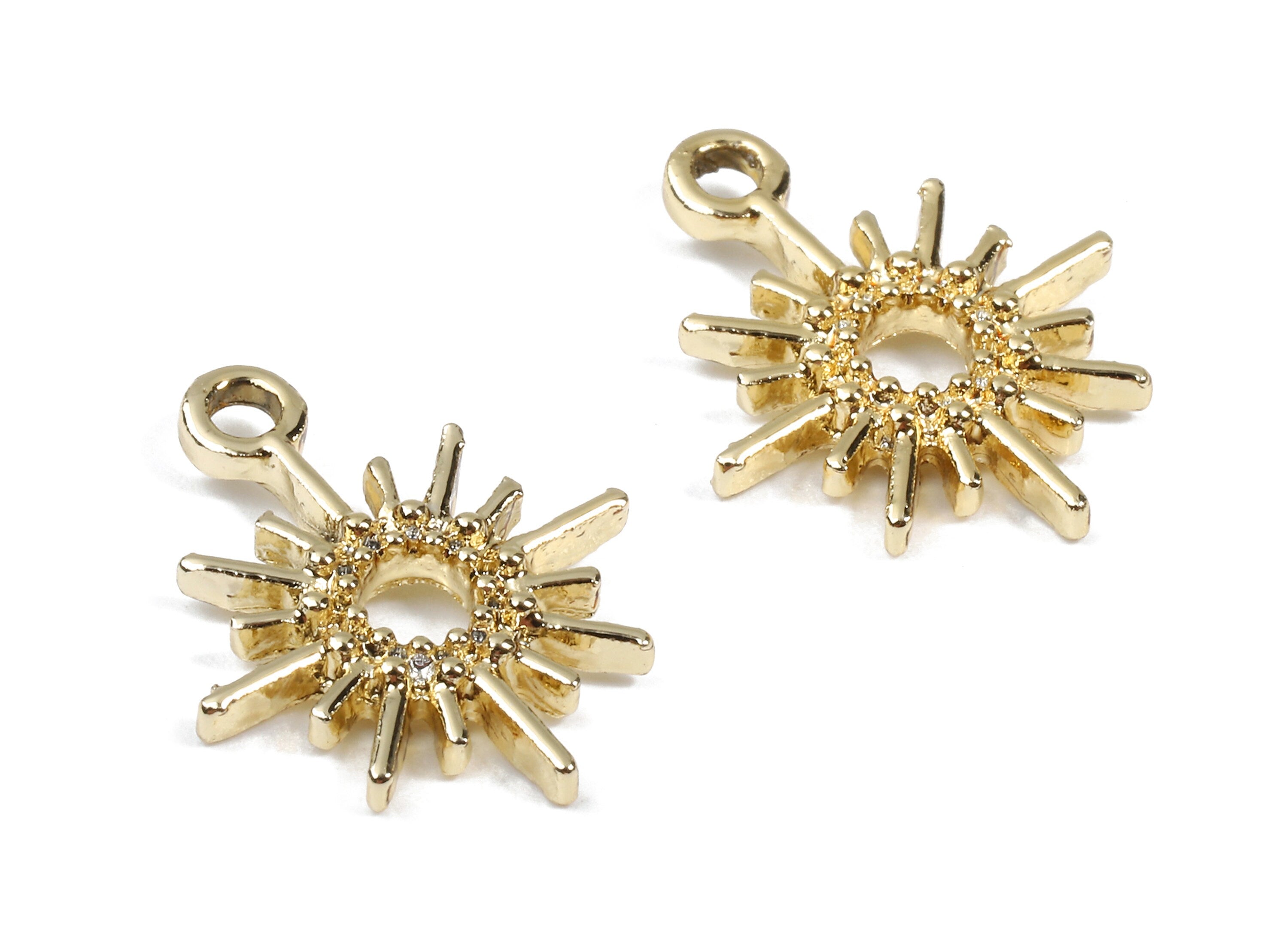 Alloy Sun Charms - Zinc Alloy Sun Earrings - Alloy Sun Pendant - Gold Tone Plated -  18.2x15.12x2.07mm - ZZ1484 - DOMEDBAZAAR