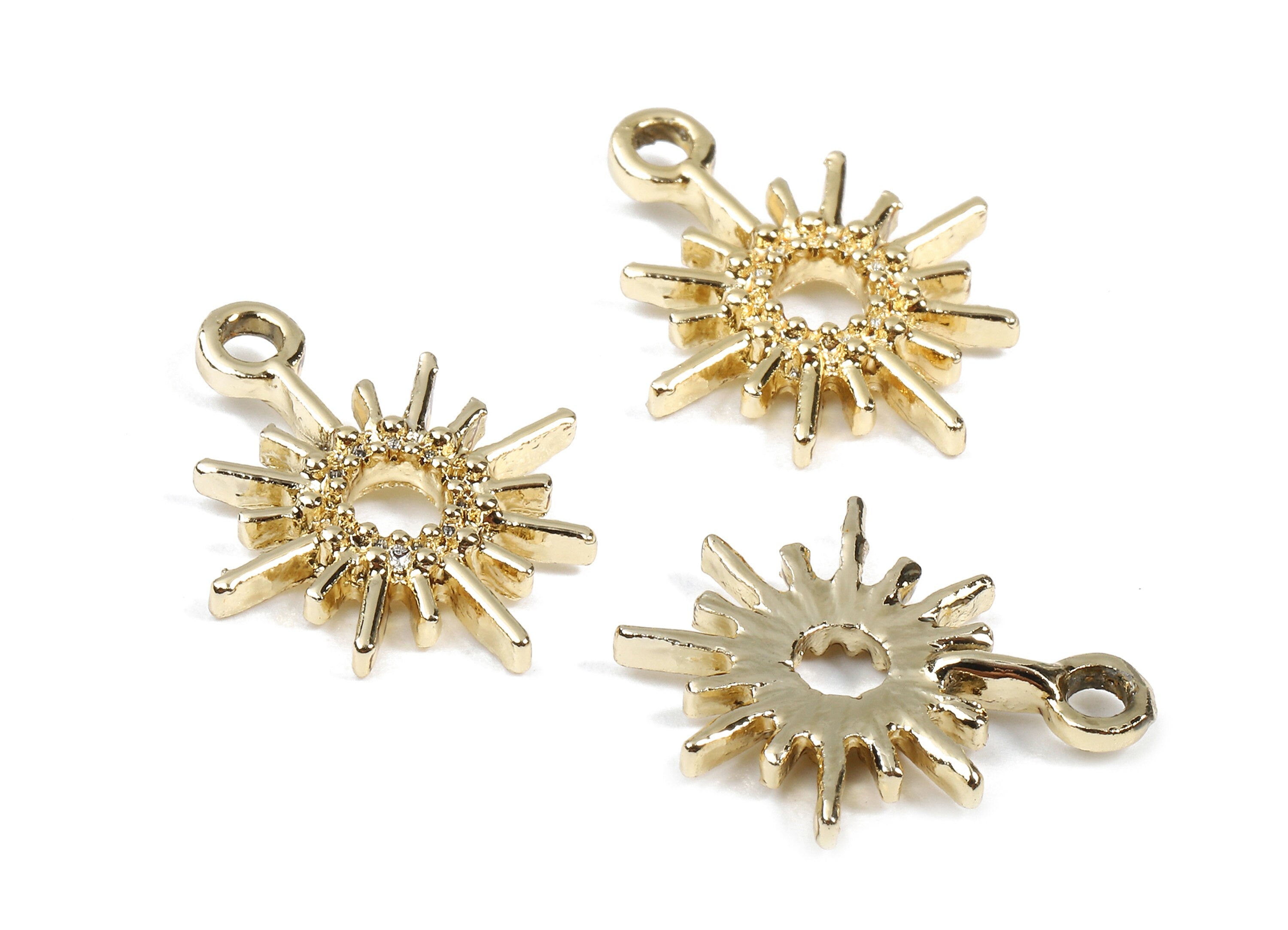 Alloy Sun Charms - Zinc Alloy Sun Earrings - Alloy Sun Pendant - Gold Tone Plated -  18.2x15.12x2.07mm - ZZ1484 - DOMEDBAZAAR